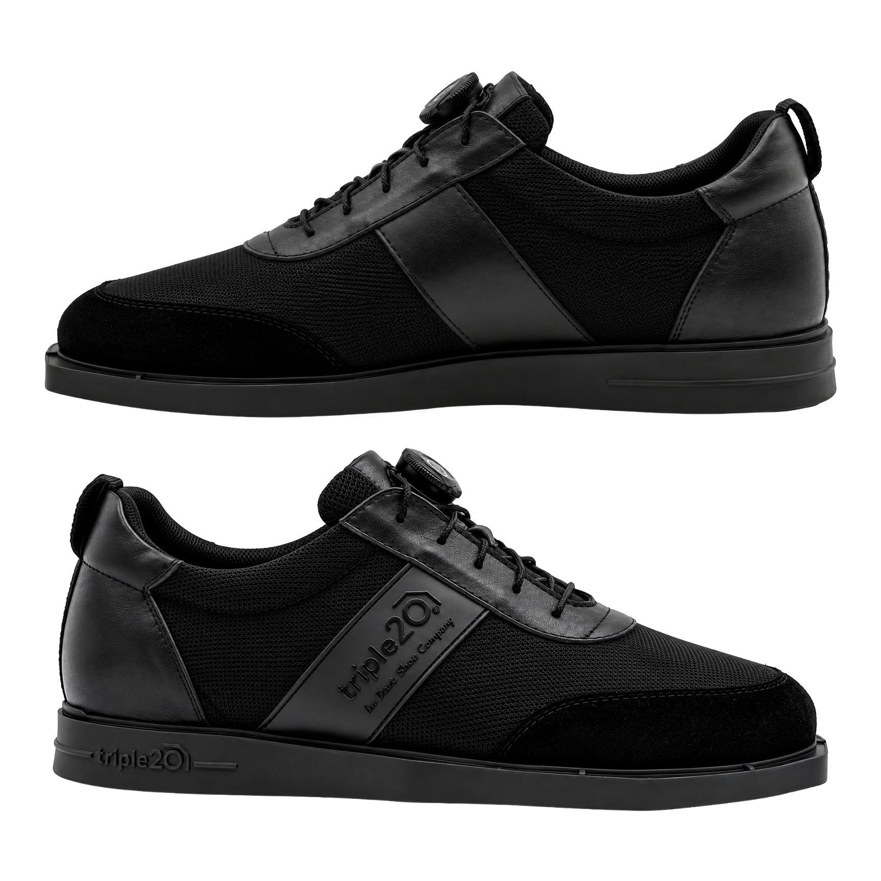 Triple20 Dart Shoes Textile with Twist Closure - Black Zu sehen sind die Triple20 Dartschuhe Textil mit Drehverschluss - Schwarz. Die Schuhe sind funktional und zeitlos.
