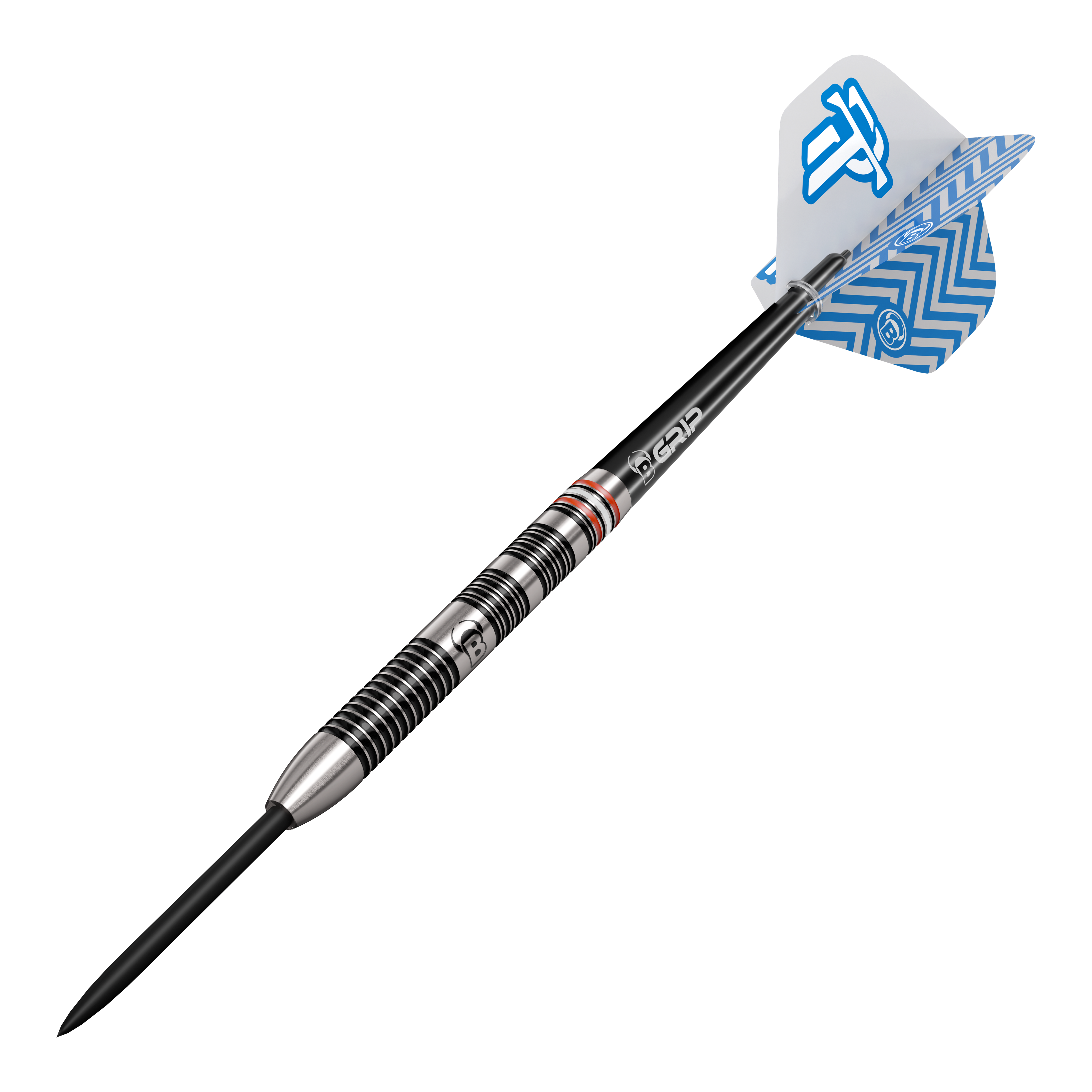 Bulls Challenger Patrick Tringler Steeldarts mit 21g Gewicht. Abgebildet ist das Dartprodukt aus einer anderen Perspektive.