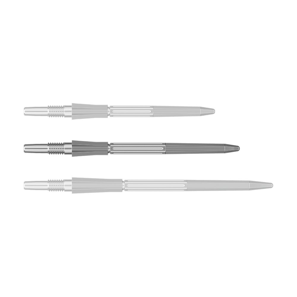Target Elysian Archetype 43 Swiss Point Steel Dart Tips - Silver Dargestellt ist eine einzelne silberne Dartspitze mit einer Länge von 35mm. Sie gehört zum Swiss Point System.