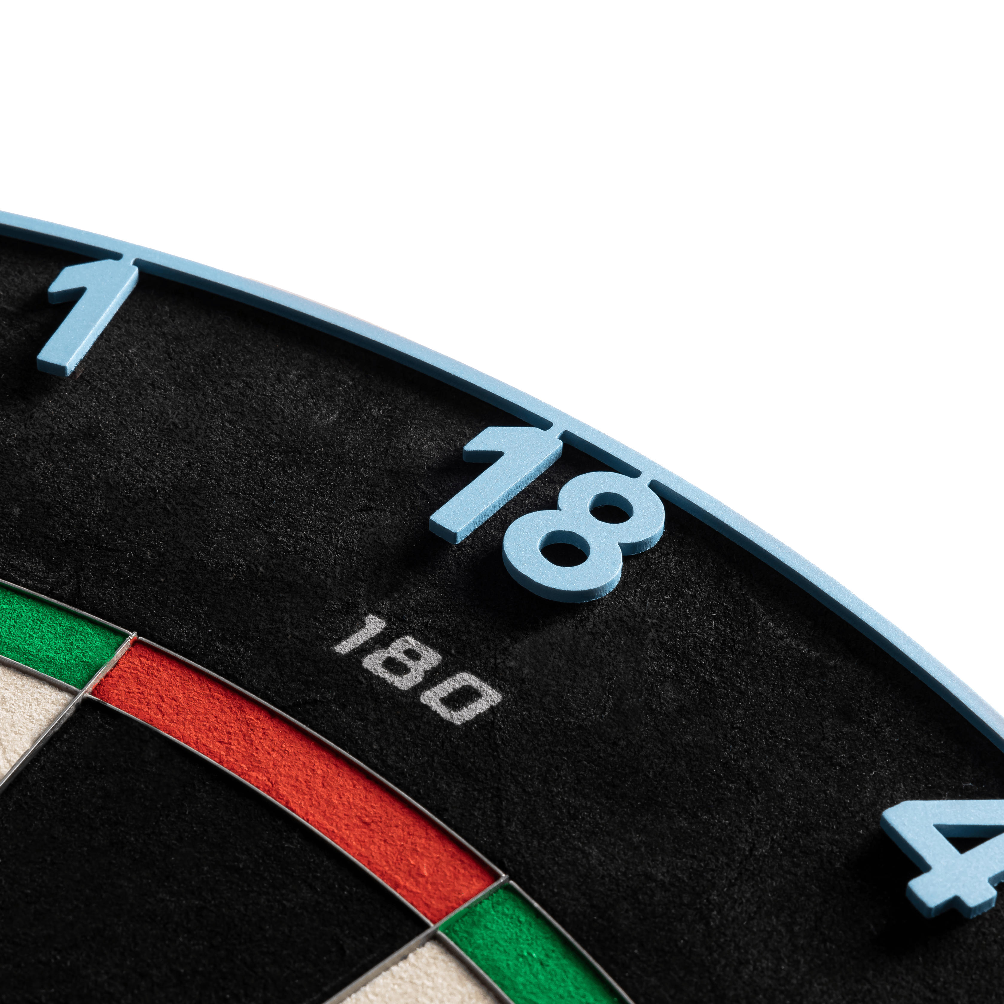 Zu sehen ist das Precise 180 Endorphine Steeldartboard mit Nummernring in Infinity Blue. Es ist eine hochwertige Dartscheibe für ambitionierte Spieler.