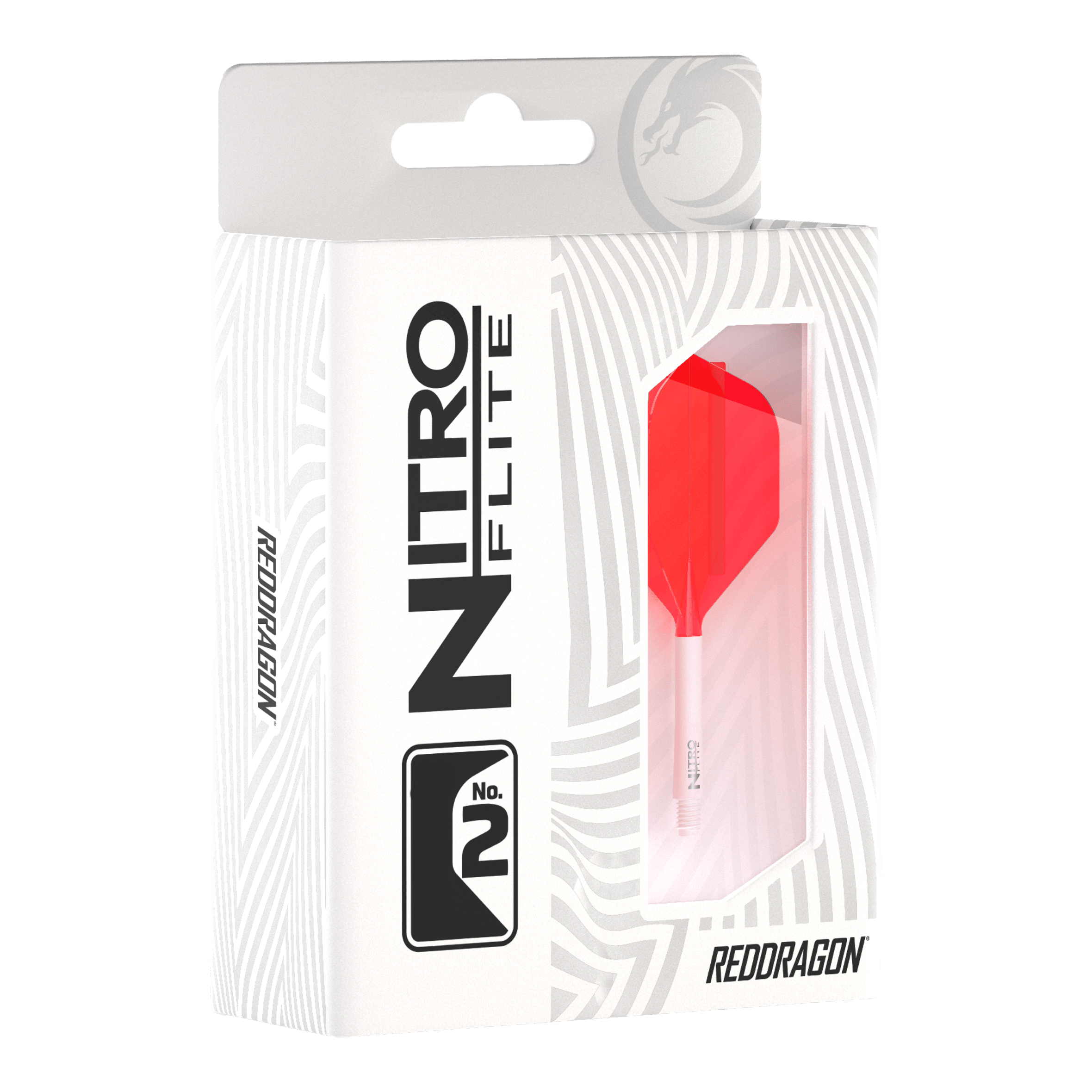 Red Dragon Nitroflite - White Shaft Red No2 Flights Das Bild stellt das Red Dragon Nitroflite Set mit weißen Schäften und roten Flights der Größe No2 dar. Das Zubehör unterstützt ein stabiles und genaues Wurferlebnis.