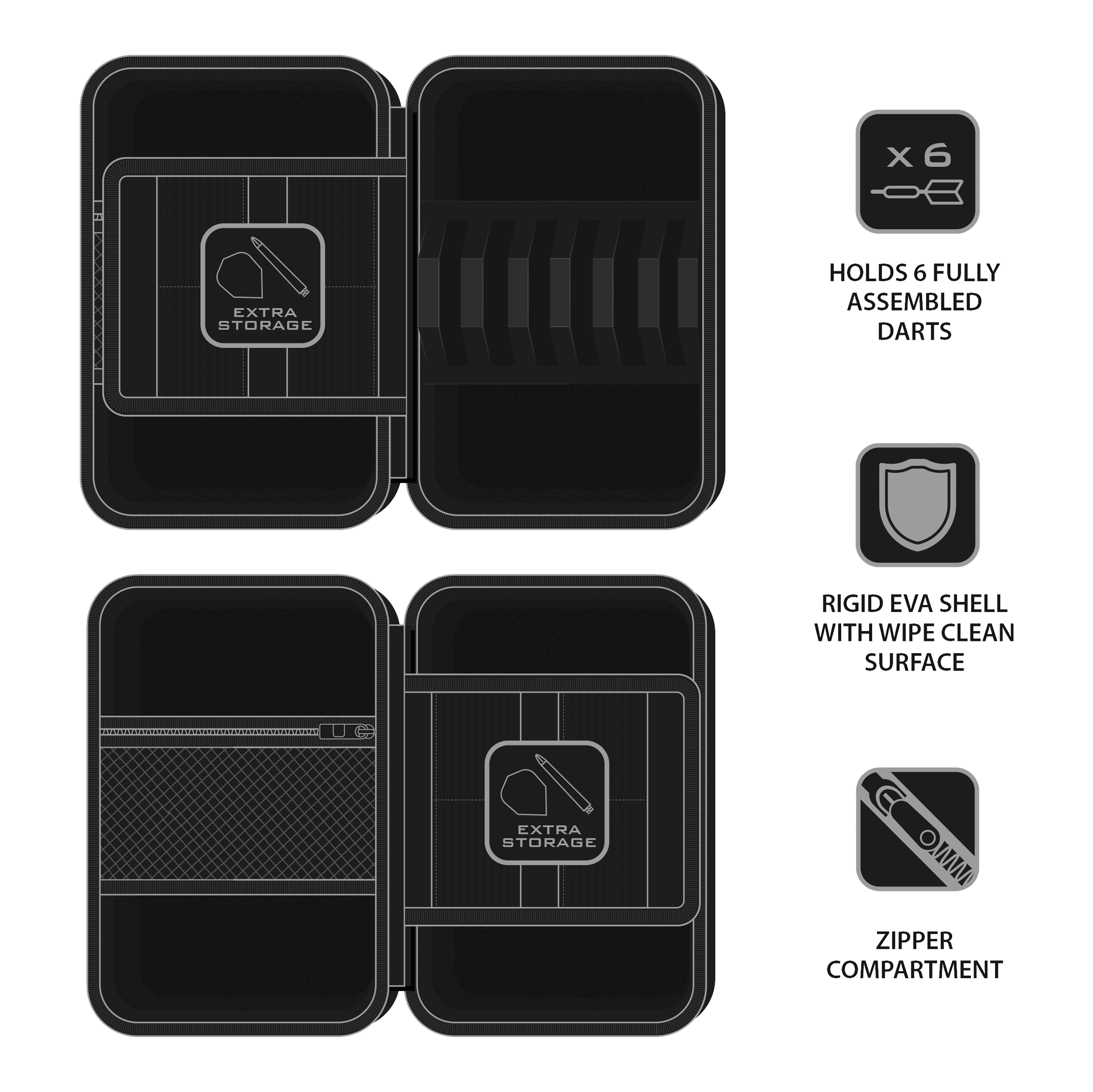 Harrow's Ryan Searle Player Pro6 dart case Harrows Ryan Searle Player Pro6 Dartcase ist ein professionelles Dartcase für Spieler. Es bietet Platz für mehrere Darts und Zubehör.