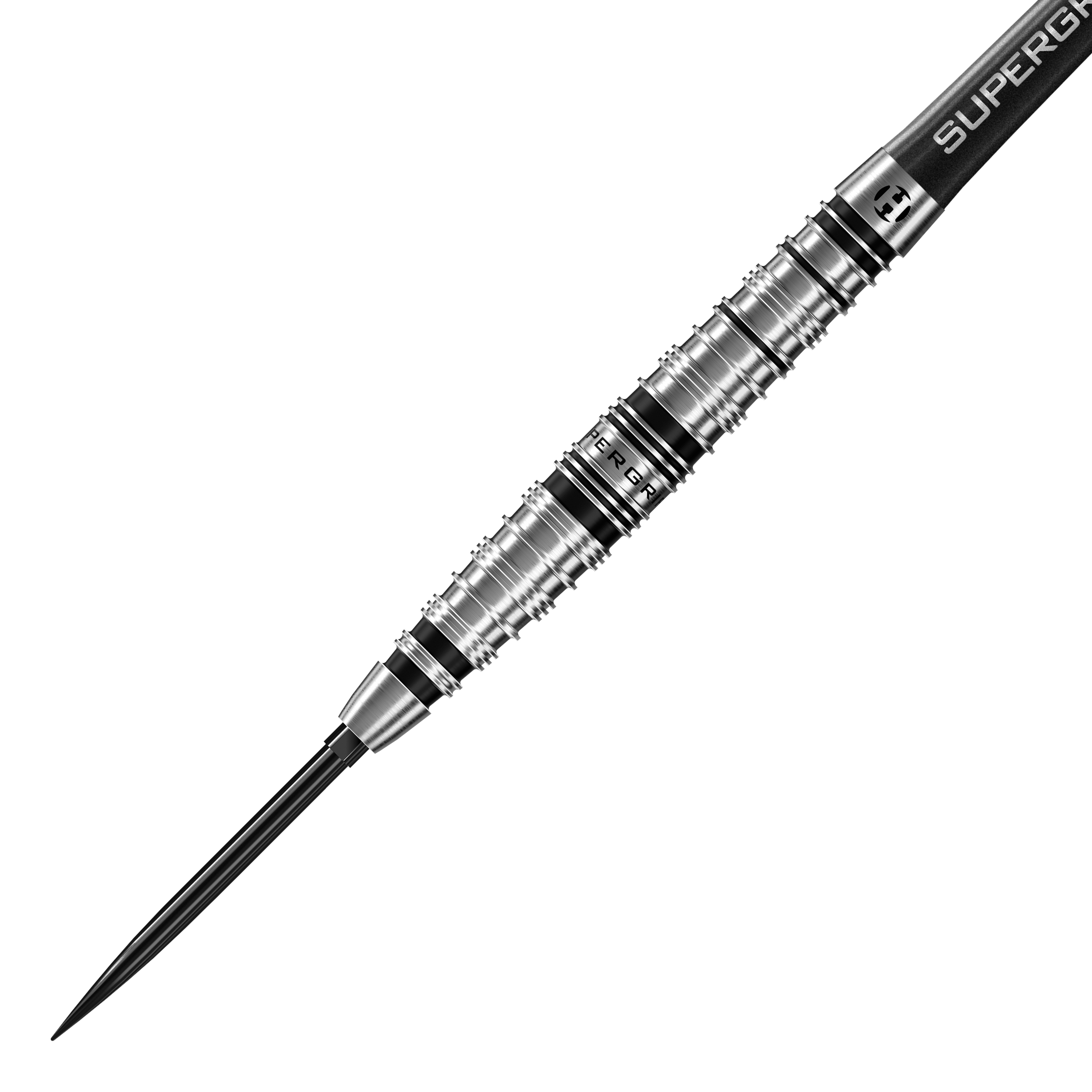 Zu sehen sind die Harrows Supergrip Torpedo Quick Point Steeldarts. Diese Darts bieten einen guten Griff und sind speziell für Steeldartspiele gefertigt.