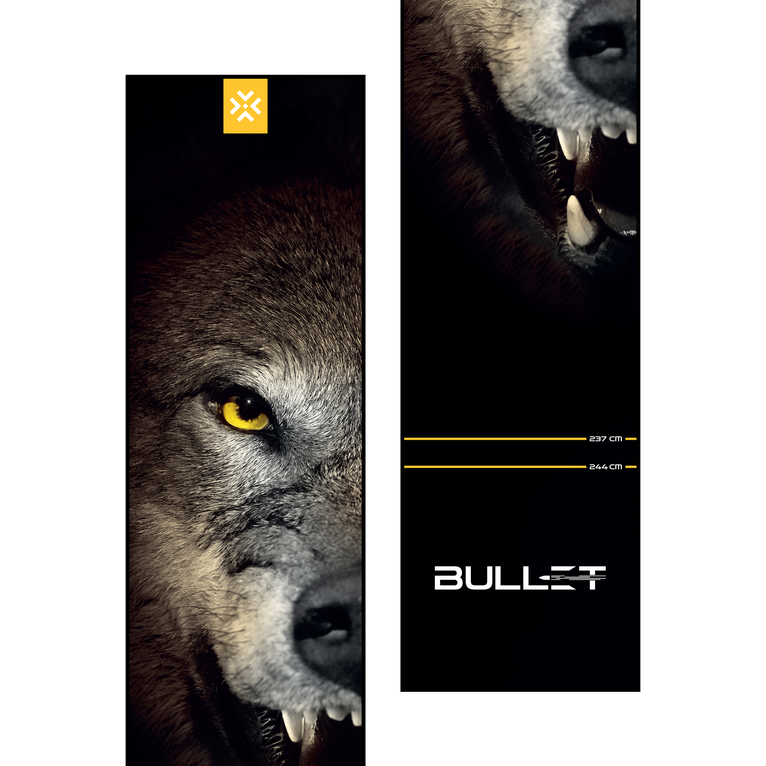 Bullet Fang Dart Mat Hier sieht man die Bullet Fang Dartmatte. Sie dient als Schutzunterlage für den Dartbereich und hilft beim richtigen Stellen der Wurflinie.