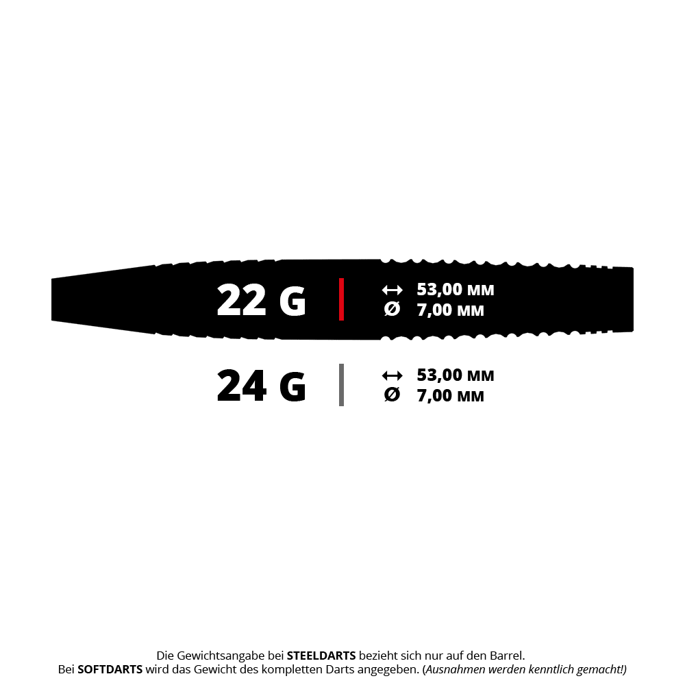 Das Bild zeigt ein Set Steeldarts mit der Bezeichnung 14247 Bulls Danny Jansen G2, 22g. Die Darts sind hochwertig verarbeitet und ideal für professionelle Dartspieler.