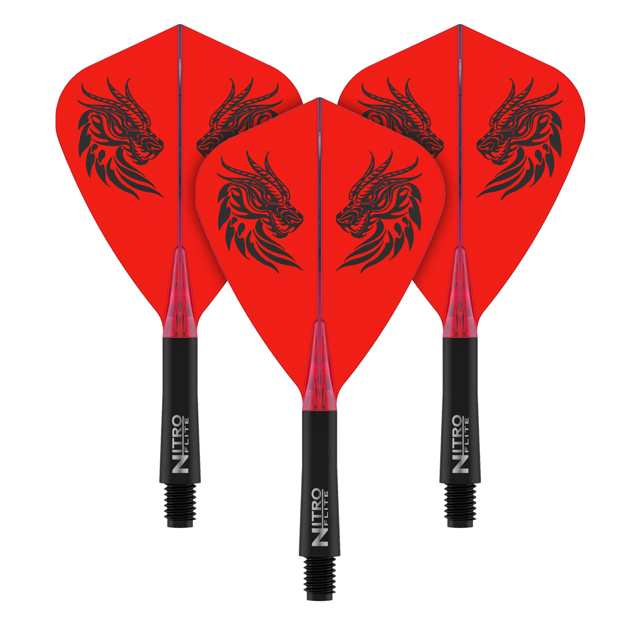 Red Dragon Nitro Flite - Jonny Clayton Kite Flights Ein Satz Dart-Flights, vermutlich Jonny Clayton Kite Flights Short 22mm, abgebildet. Das Bild zeigt die Flights aus einer anderen Perspektive.