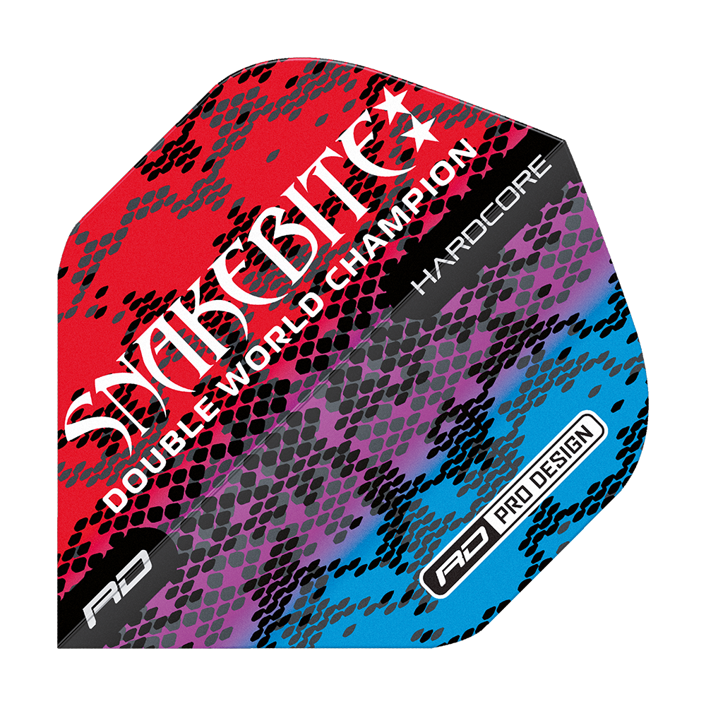 Red Dragon Hardcore Peter Wright Snakebite Multi Snakeskin Red Standard Flights