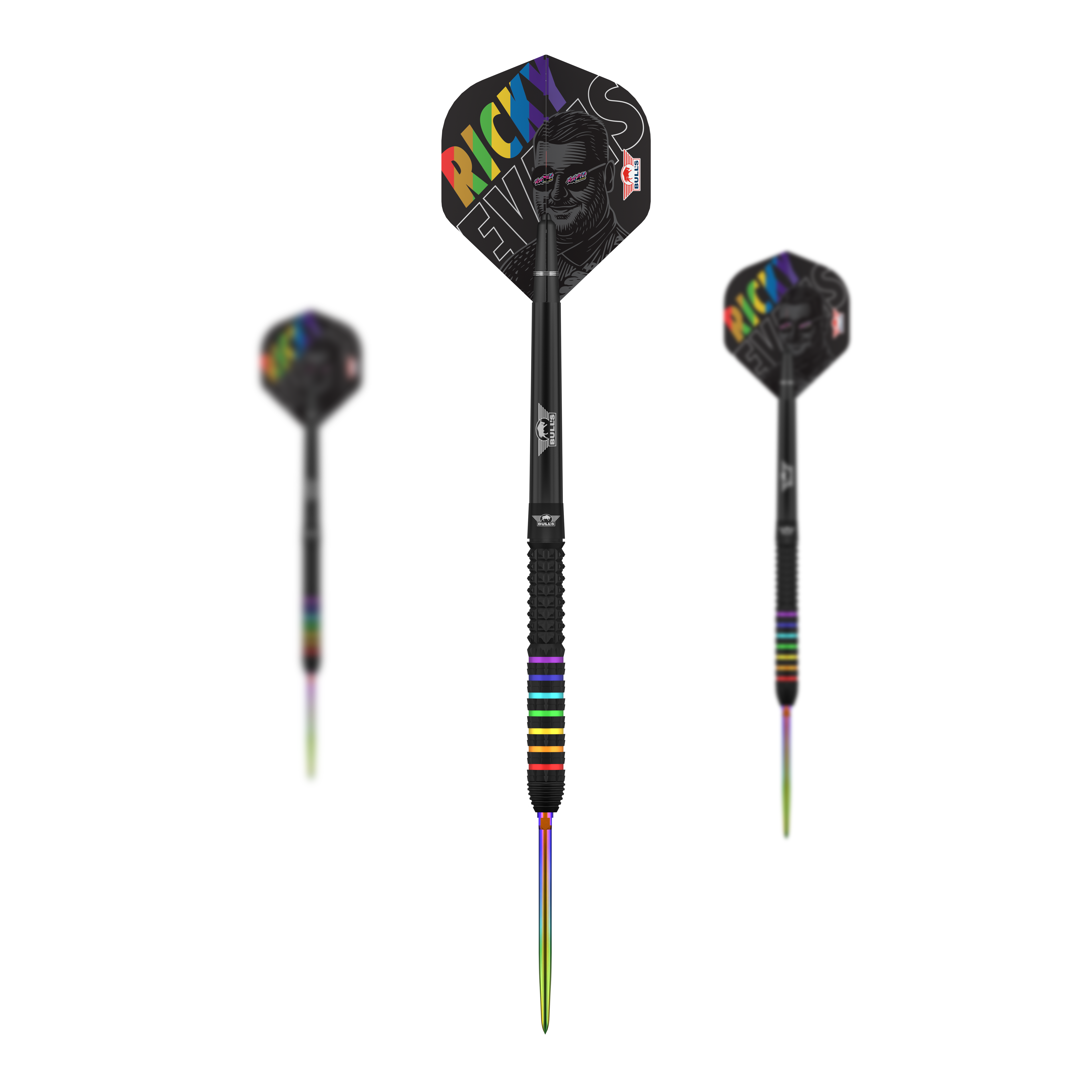 Bulls NL Ricky Evans Rapid 95 Convertible Point Steel Darts Abgebildet ist das Set Bulls NL Ricky Evans Rapid 95 Convertible Point Steeldarts. Zu sehen sind mehrere Darts.