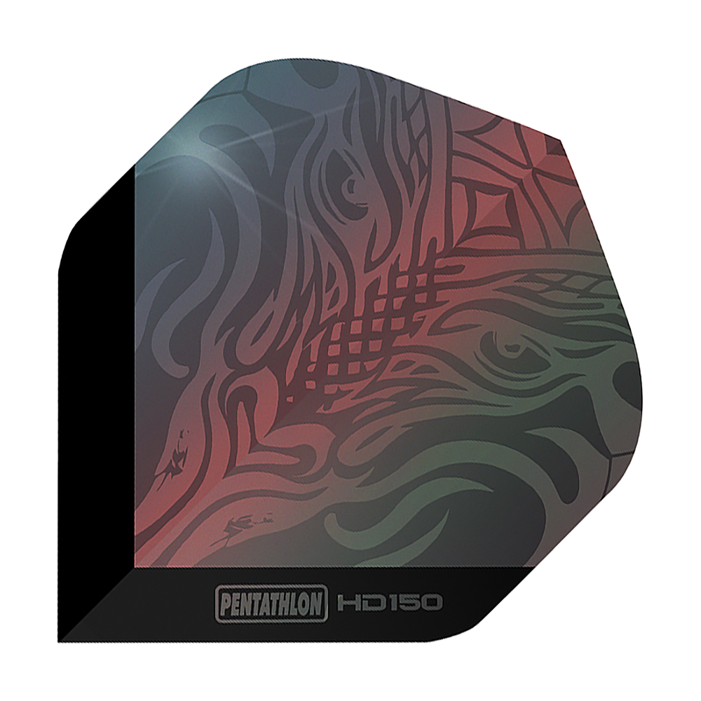 Pentathlon HD150 Metallic Gray Standard Flights Dies ist ein Pentathlon HD150 Metallic Grau Standard Flight für Darts. Das Flight hat ein abstraktes Muster in metallicfarbenen Grau- und Rottönen.