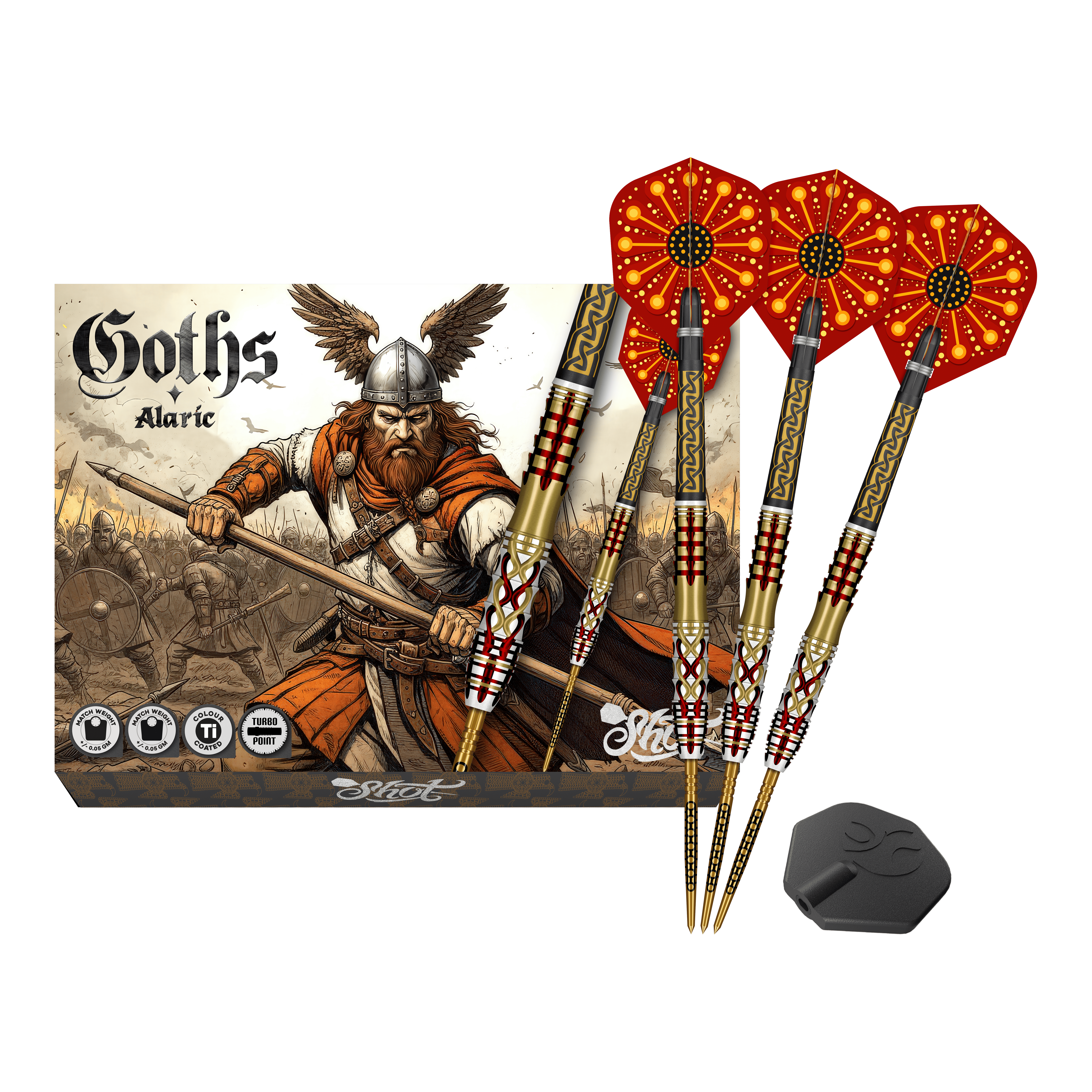 Shot Goths Alaric Turbo Point Steel Darts - 23g Shot Goths Alaric Turbo Point Steel Darts - 23g