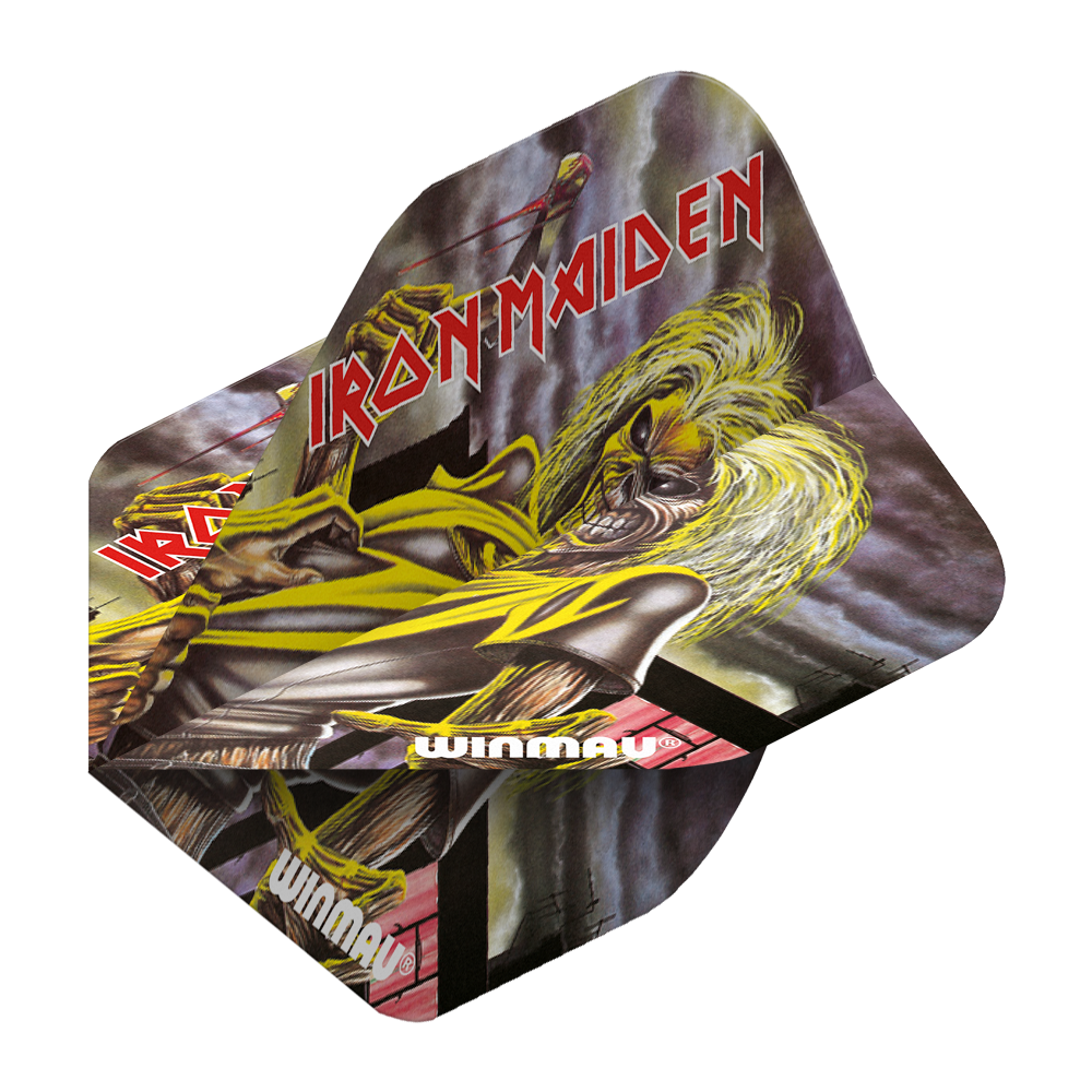 Das Bild zeigt die Winmau Rockstar Legends Iron Maiden Killers Standard Flights. Auf den Flights ist ein auffälliges Cover-Artwork der Band Iron Maiden abgebildet.