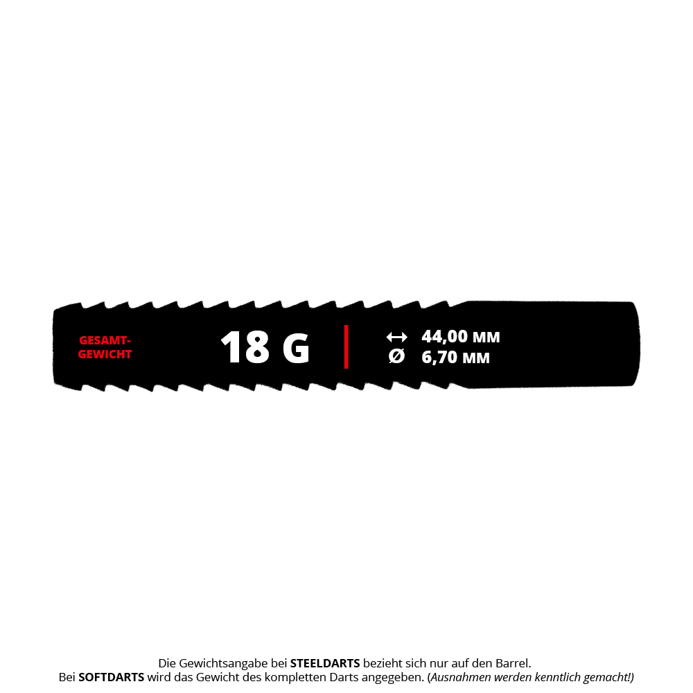 Hier ist das Produkt McDart Shark 2 Softdart Barrels mit 18g zu sehen. Die Barrels sind ideal für Softdarts.