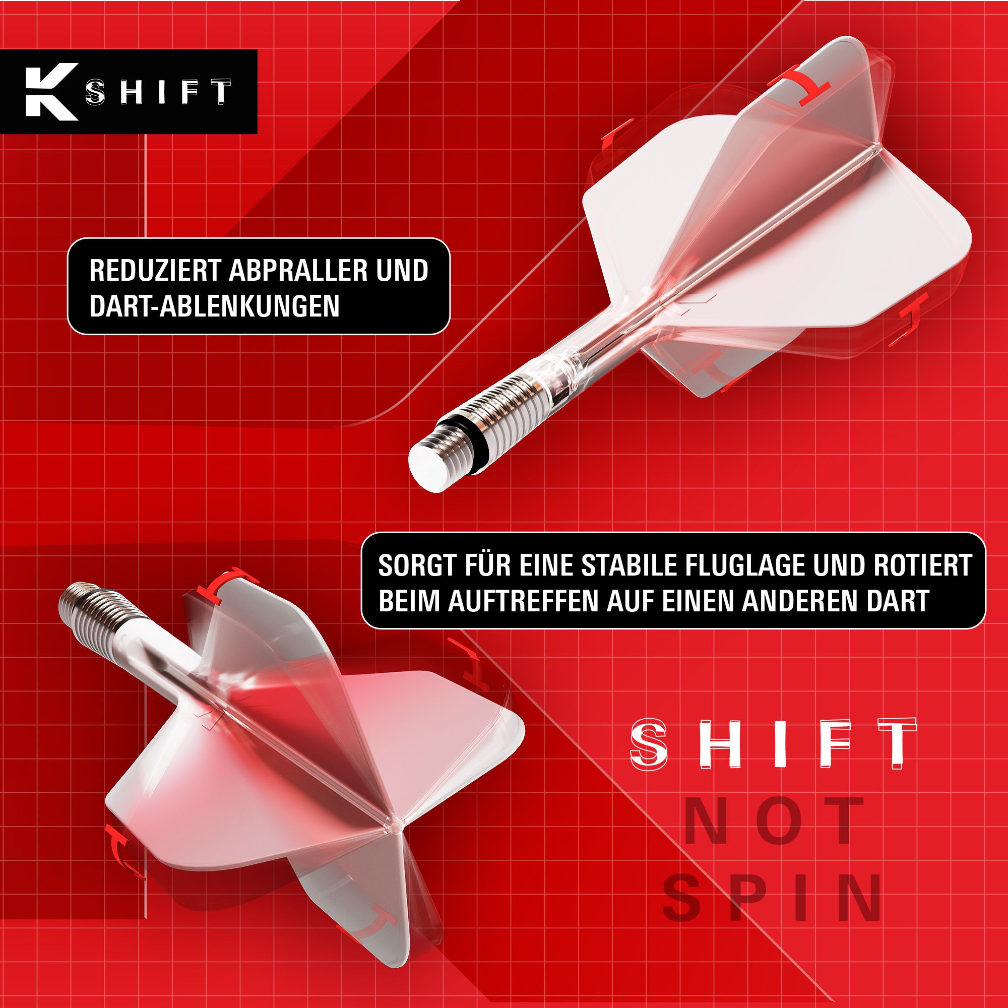 Auf dem Bild sieht man die Target K-Shift No6 Flights in Weiß. Dies sind Flights für Darts in einem weißen Design.