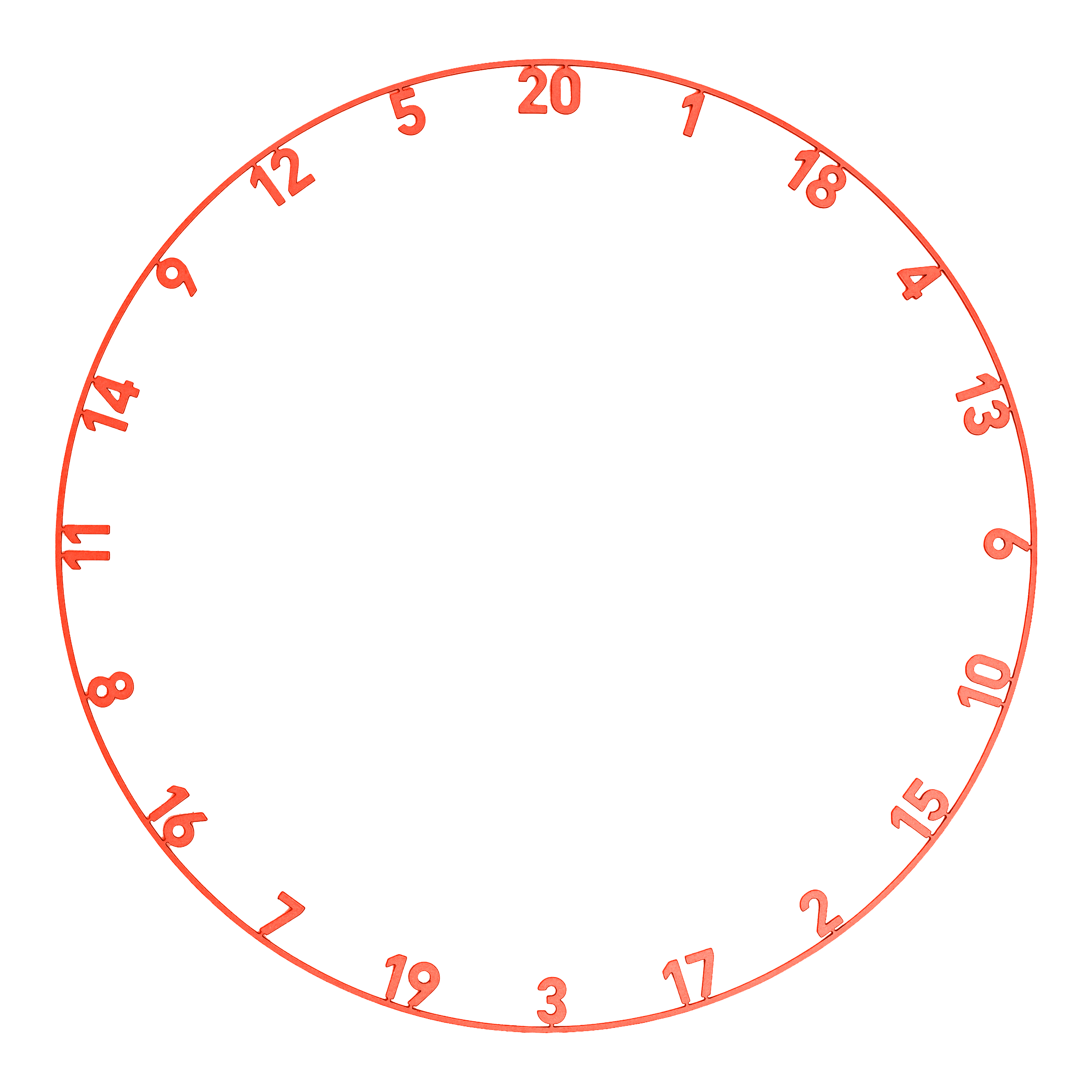 Das Bild zeigt einen Zahlenring mit Lasercut-Design in Inferno Red. Dieses Zubehör gehört zum Darts-Sport.