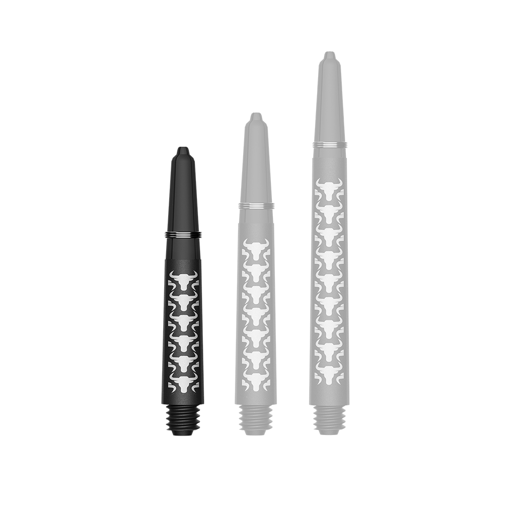 Bulls NL Capo Carbon Shafts - White Das Bild zeigt einen kurzen weißen Carbon Shaft für Darts. Der Schaft ist etwa 34 mm lang und aus Kohlefaser.