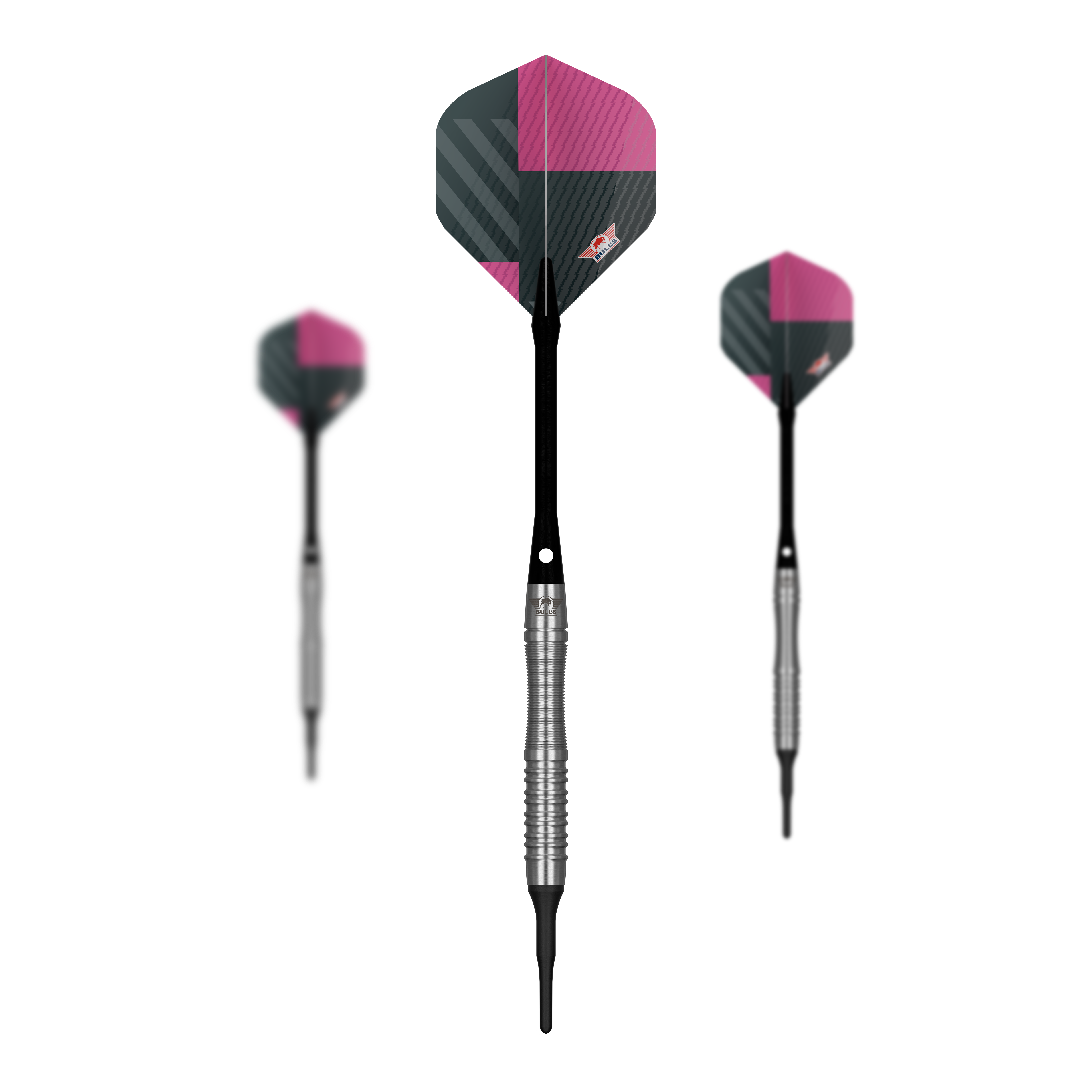 Bulls NL Volt Pink Soft Darts - 19g Zu sehen ist ein Set Bulls NL Volt Pink Softdarts - 19g. Mehrere Pfeile sind enthalten.