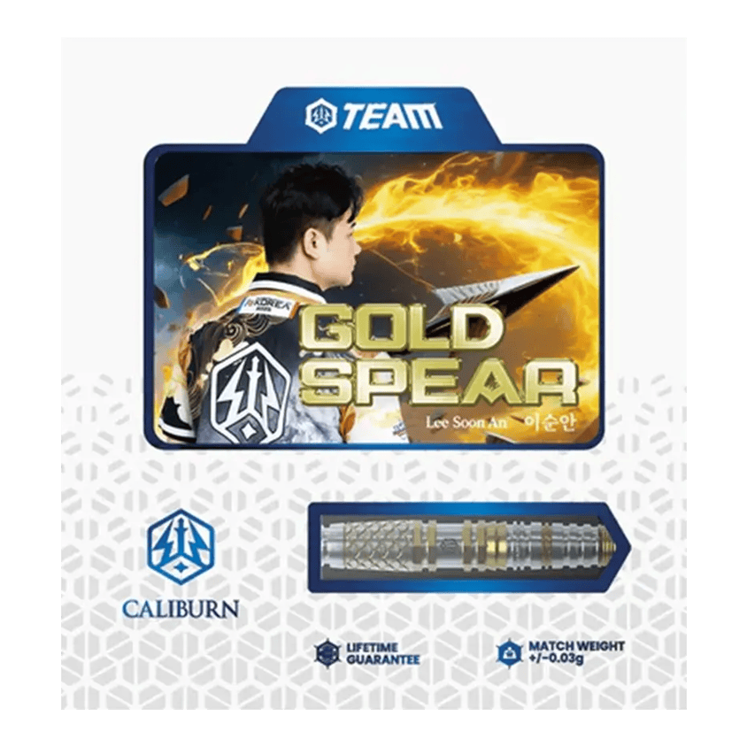 Caliburn Players Darts Lee Soon An Gold Spear Steeldarts - 23g Abgebildet sind die Caliburn Players Darts Lee Soon An Gold Spear Steeldarts, 23g. Diese Darts zeichnen sich durch eine goldfarbene Optik aus.