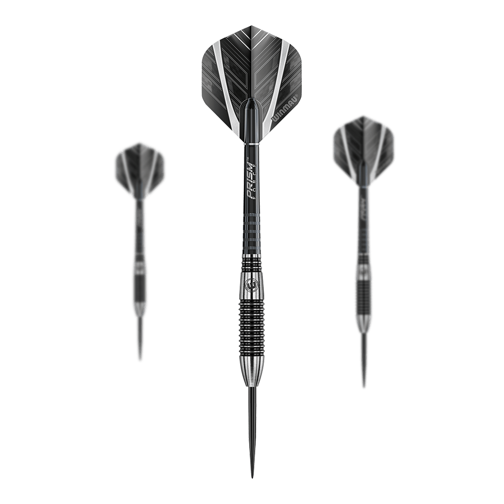 Die Abbildung zeigt die Winmau Blackout Variante 2 Steeldarts. Das Produkt ist für Dartspieler geeignet und in einem Set erhältlich.
