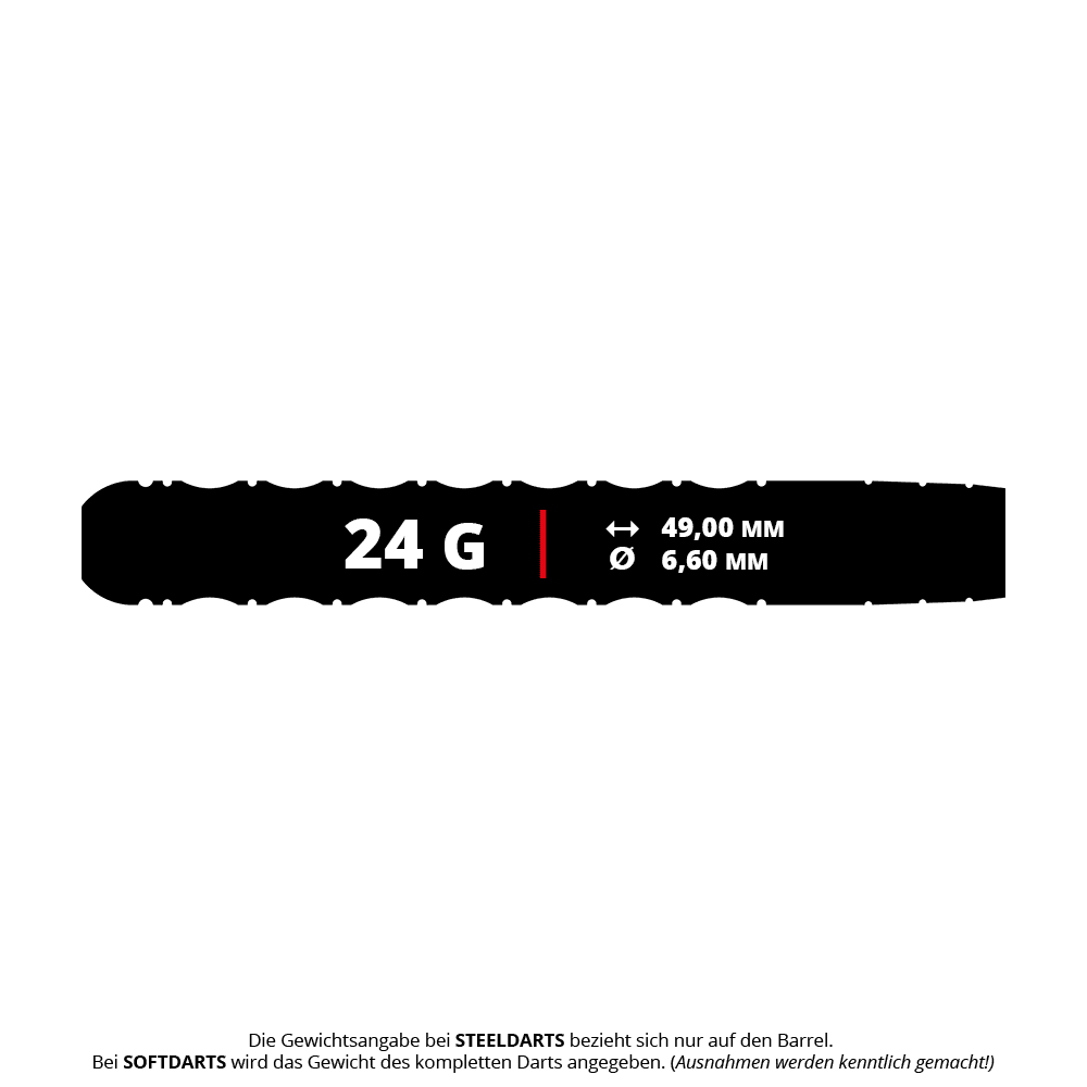 Bulls NL Chaos Green Steel Darts - 24g Abgebildet sind die Bulls NL Chaos Green Steeldarts mit einem Gewicht von 24g. Drei grüne Steeldarts werden präsentiert.