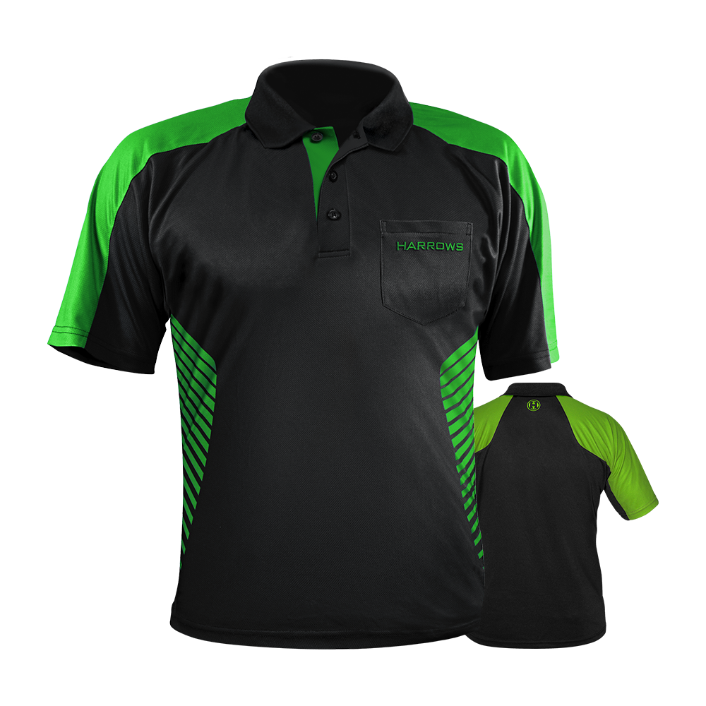 Harrows Vivid Dartshirt Black/Green