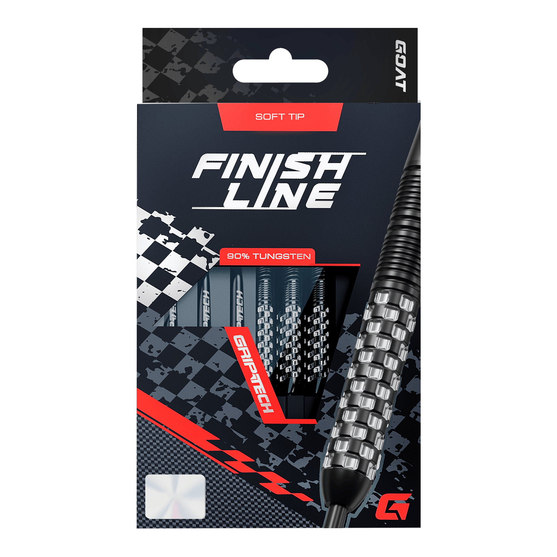 Das Produkt GOAT Finish Line Tungsten Softdarts - 20g ist auf diesem Bild dargestellt. Die Darts bieten gute Kontrolle beim Werfen.