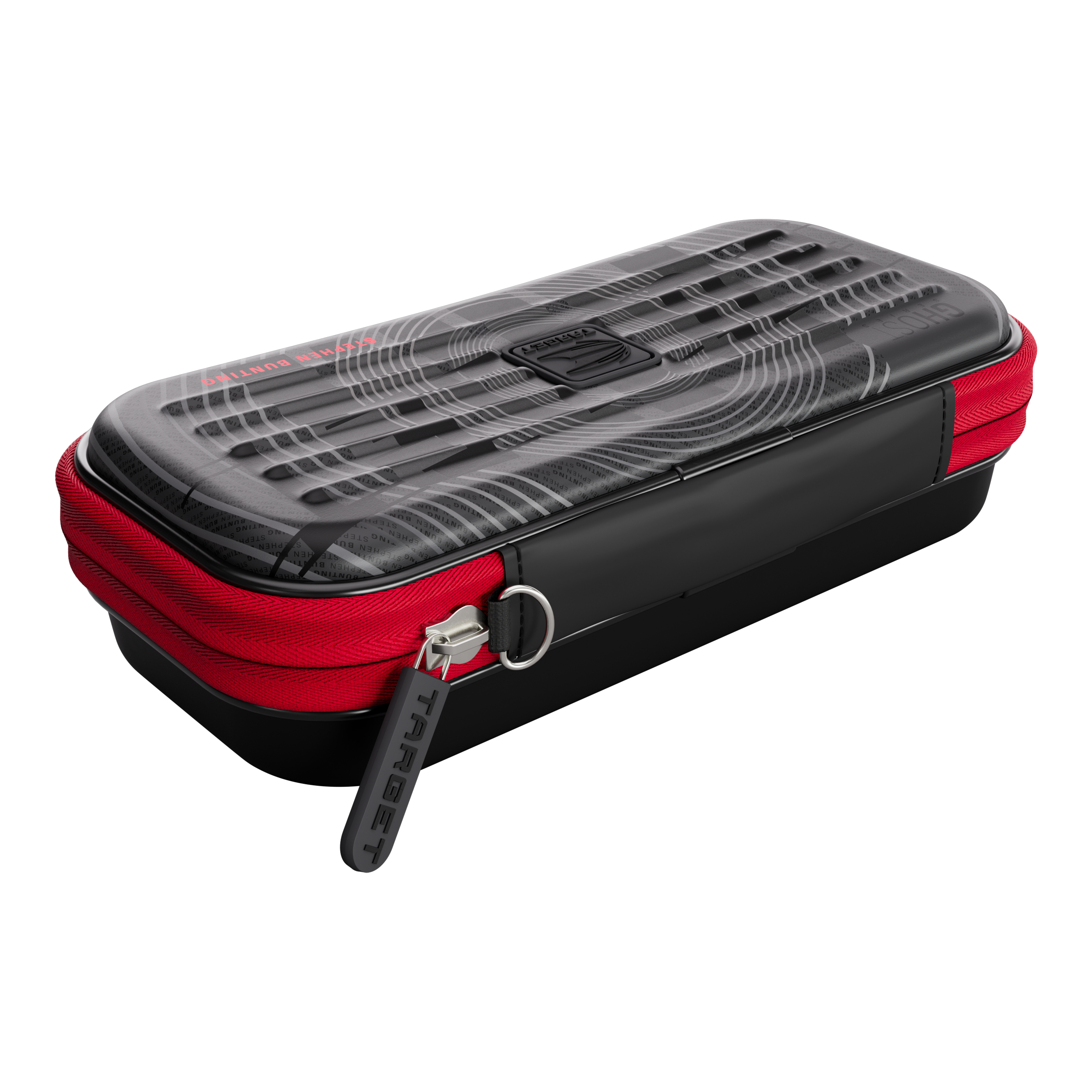 Auf dem Bild ist das Takoma Ghost Series Stephen Bunting Dartcase abgebildet. Das Produkt ist ein elegantes Dartcase aus der Ghost Series.