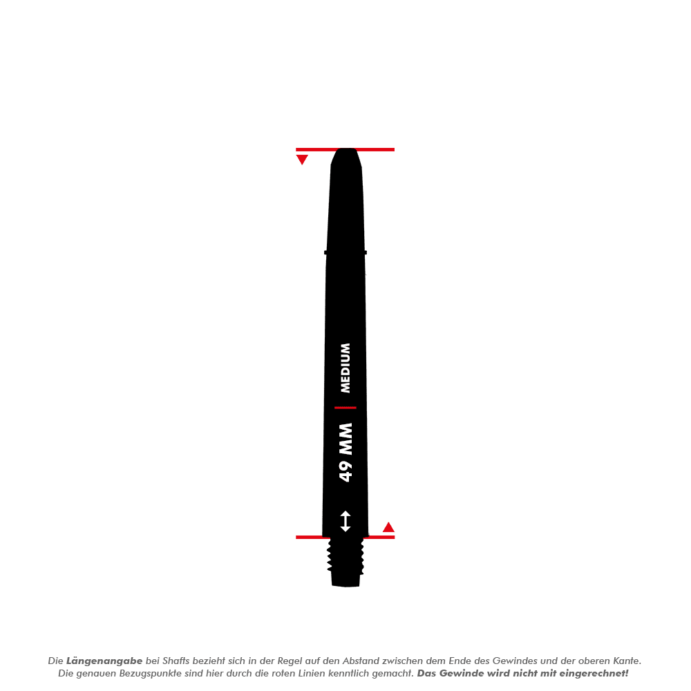 528_Rockstar_Shafts_5_49mm Das Bild zeigt ein Produkt namens "Rockstar Shafts - 49mm". Der Schaft wird als mittellang (Medium) mit einer Länge von 49 mm dargestellt.