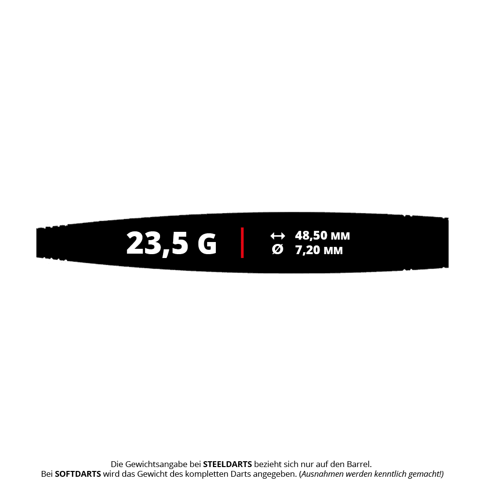 Caliburn Chord C2 steel darts - 23.5g Abgebildet ist der Caliburn Chord C2 Steeldart mit einem Gewicht von 23,5g. Der Dart eignet sich für ambitionierte Spieler und hat ein schlankes Design.
