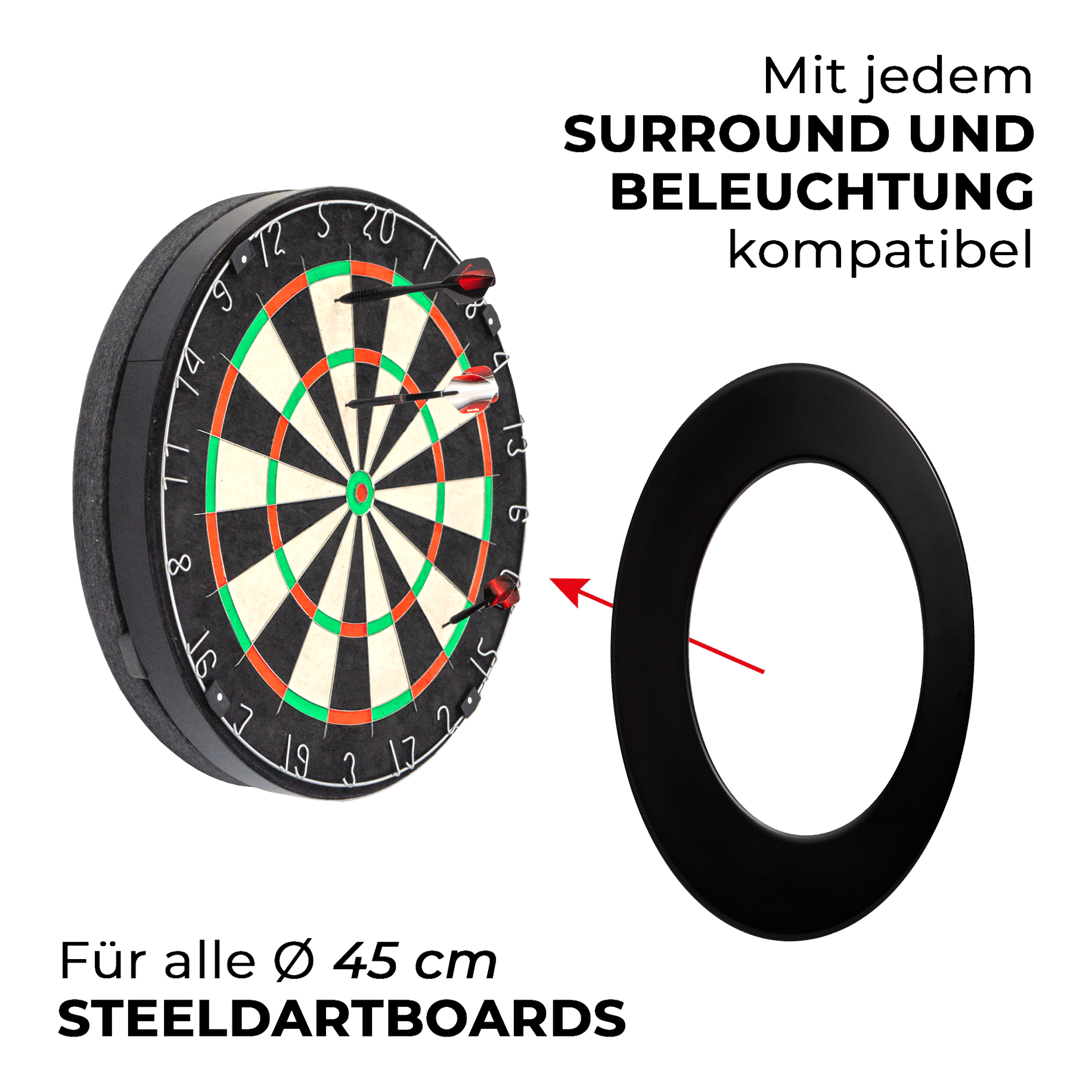Compact soundproofing Karella for steel dartboards Dies ist der kompakte Schallschutz Karella für Steeldartboards. Der Schallschutz hilft, den Lärm beim Dartspiel zu verringern.
