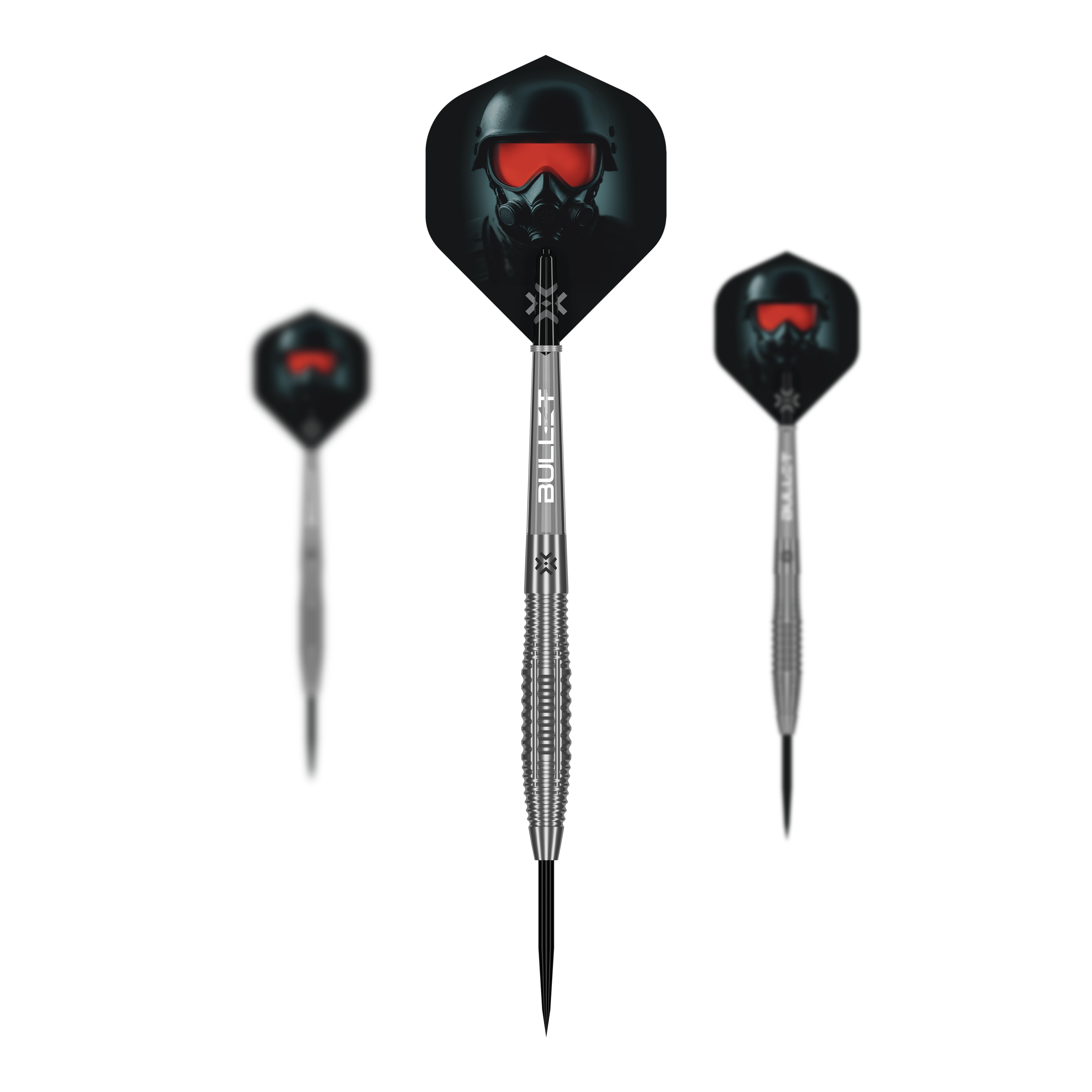 Bullet Ranger steel darts Dieses Bild zeigt ein Set der Bullet Ranger Steeldarts. Das Produkt ist ideal für Dartspieler.