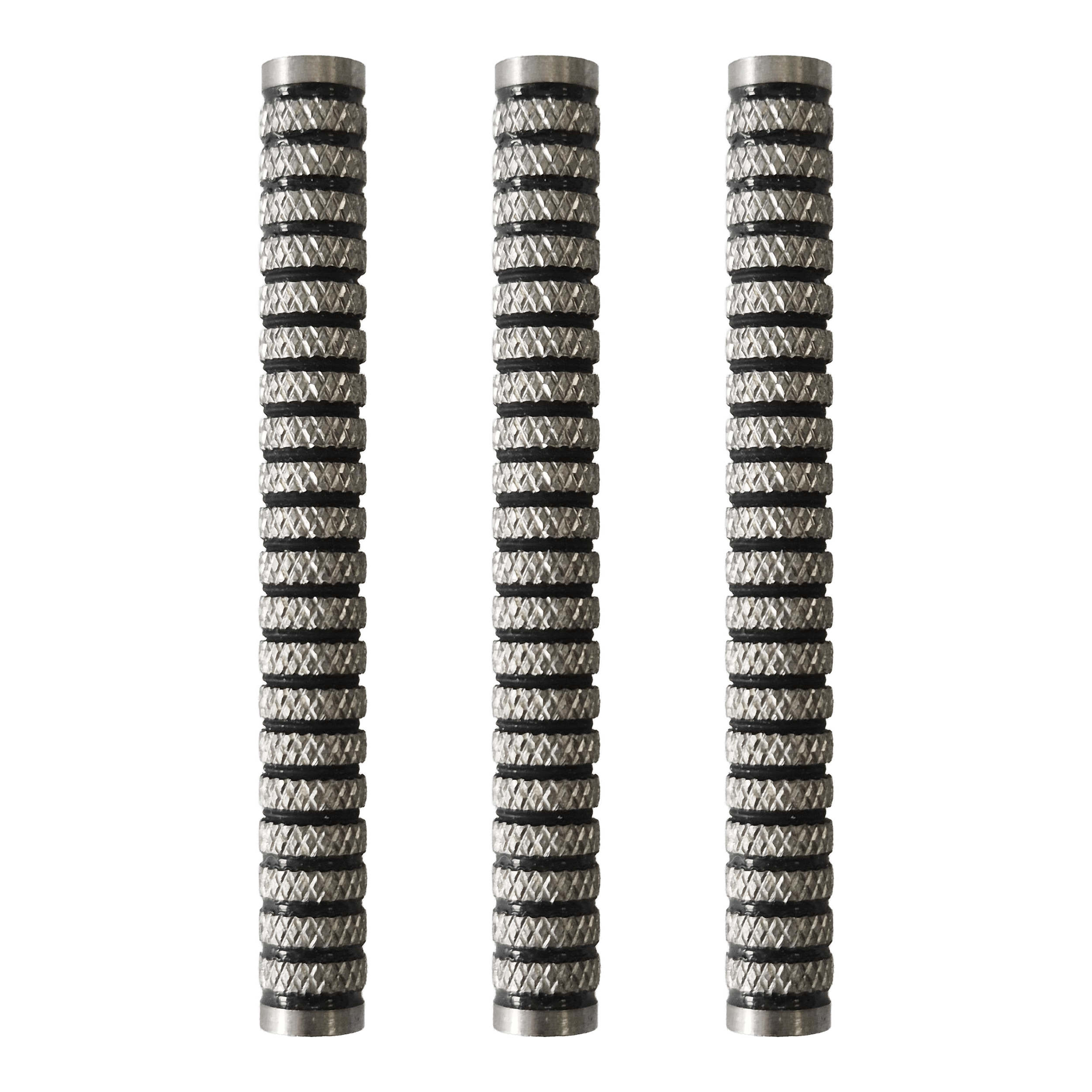 Das Bild zeigt die McDart Black Ring Knurled Softdart Barrels mit einem Gewicht von 18g. Die Barrels sind speziell für Softdarts und zeichnen sich durch eine gerändelte Oberfläche aus.