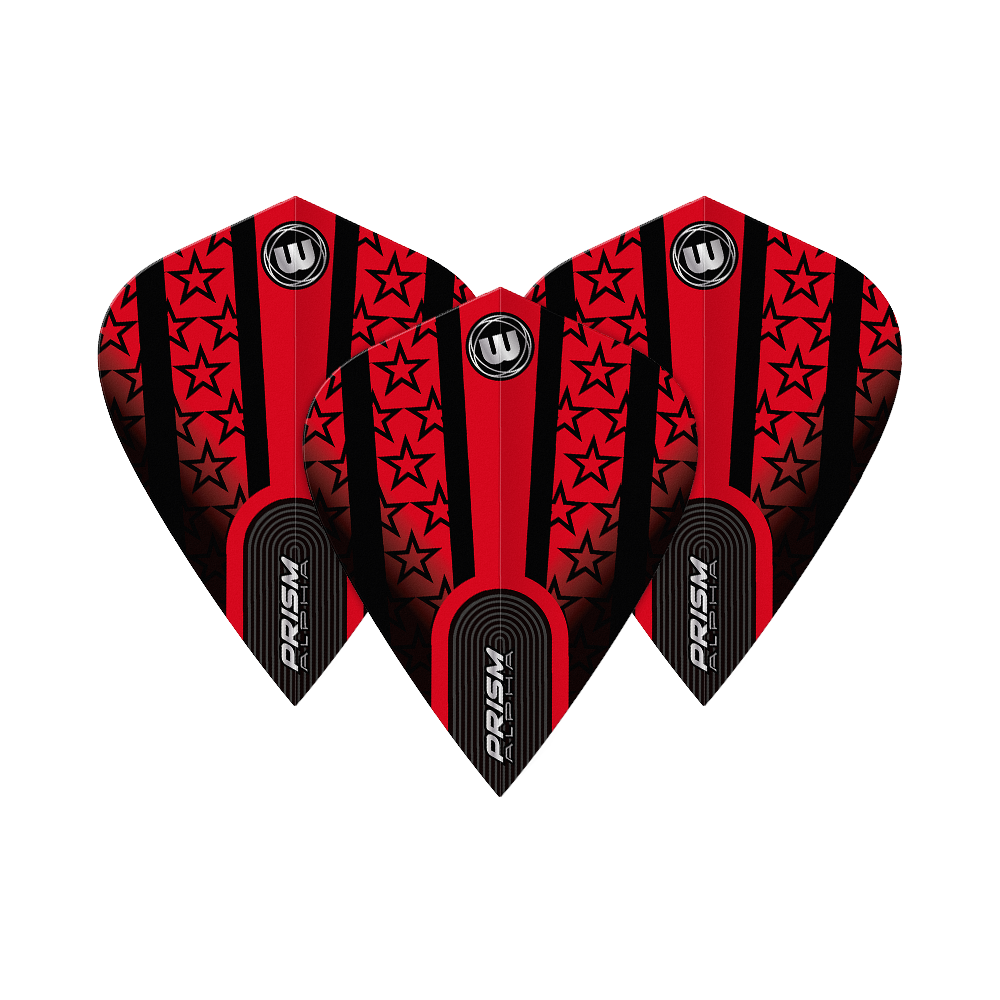 Winmau Alpha Red Black Stars Kite Flights