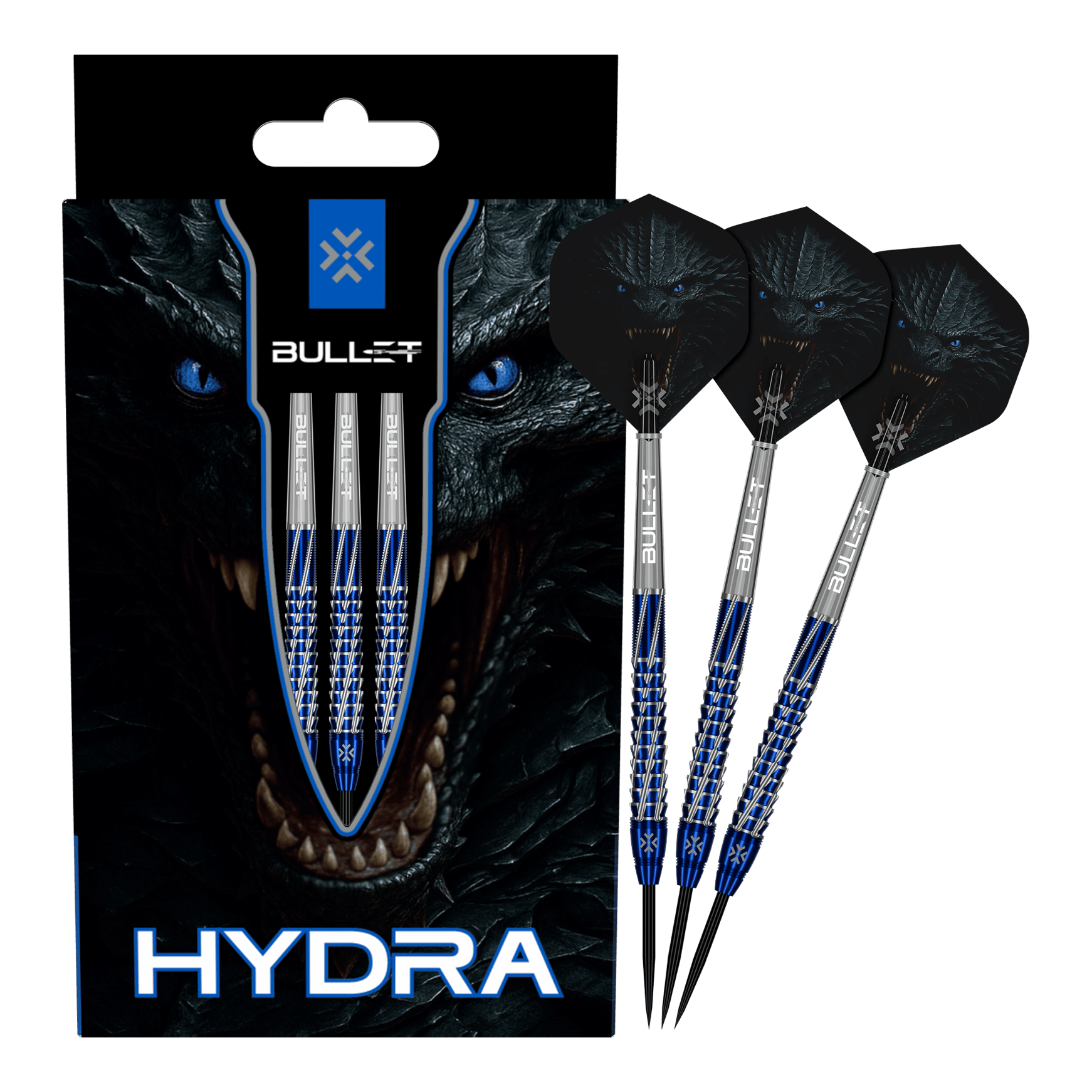 Bullet Hydra steel darts Diese Abbildung präsentiert die Bullet Hydra Steeldarts. Das Produkt ist für ambitionierte Dartspieler geeignet.