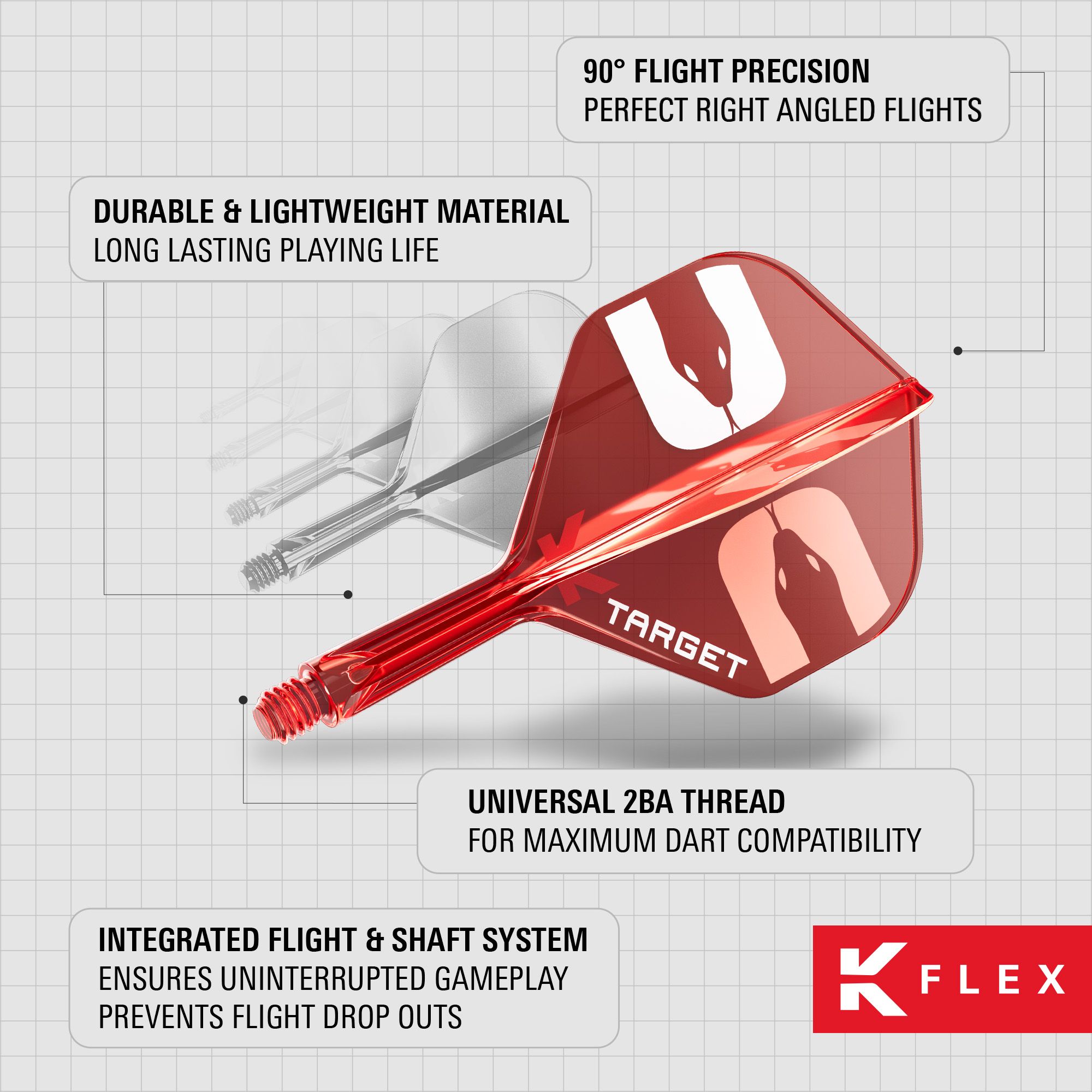 Das Bild zeigt die Target K-Flex Nathan Aspinall No2 Standard Flights. Diese Flights sind für Dartspieler geeignet.