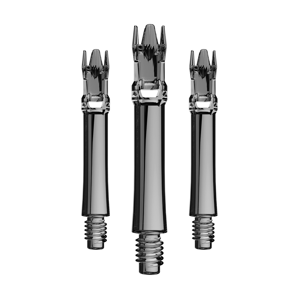 L-Style L-System Replacement Shafts - Clear Black Ein Set Ersatzshafts in schwarzem transparentem Design. Die Shafts sind bündig arrangiert.