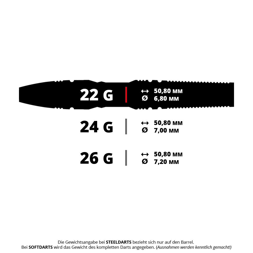 GOAT Rook Steeldarts Das Bild zeigt einen GOAT Rook Steeldart mit 22 Gramm Gewicht. Dieser Steeldart ist für leidenschaftliche Dartspieler geeignet.