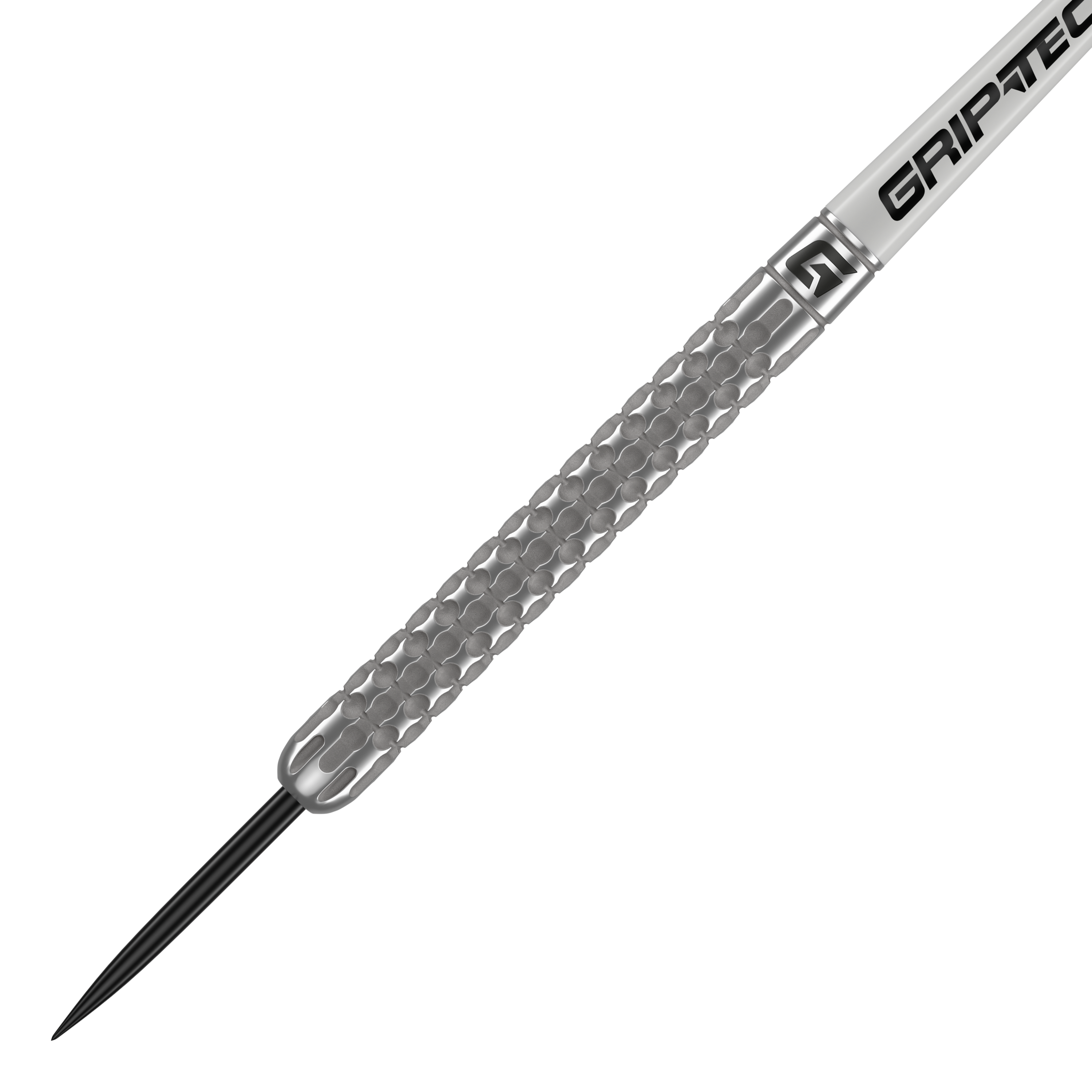 GOAT Fairway V1 Tungsten Steel Darts Das Bild zeigt einen GOAT Fairway V1 Tungsten Steeldart. Der Dart hat eine silberne, strukturierte Oberfläche und eine schwarze Spitze.