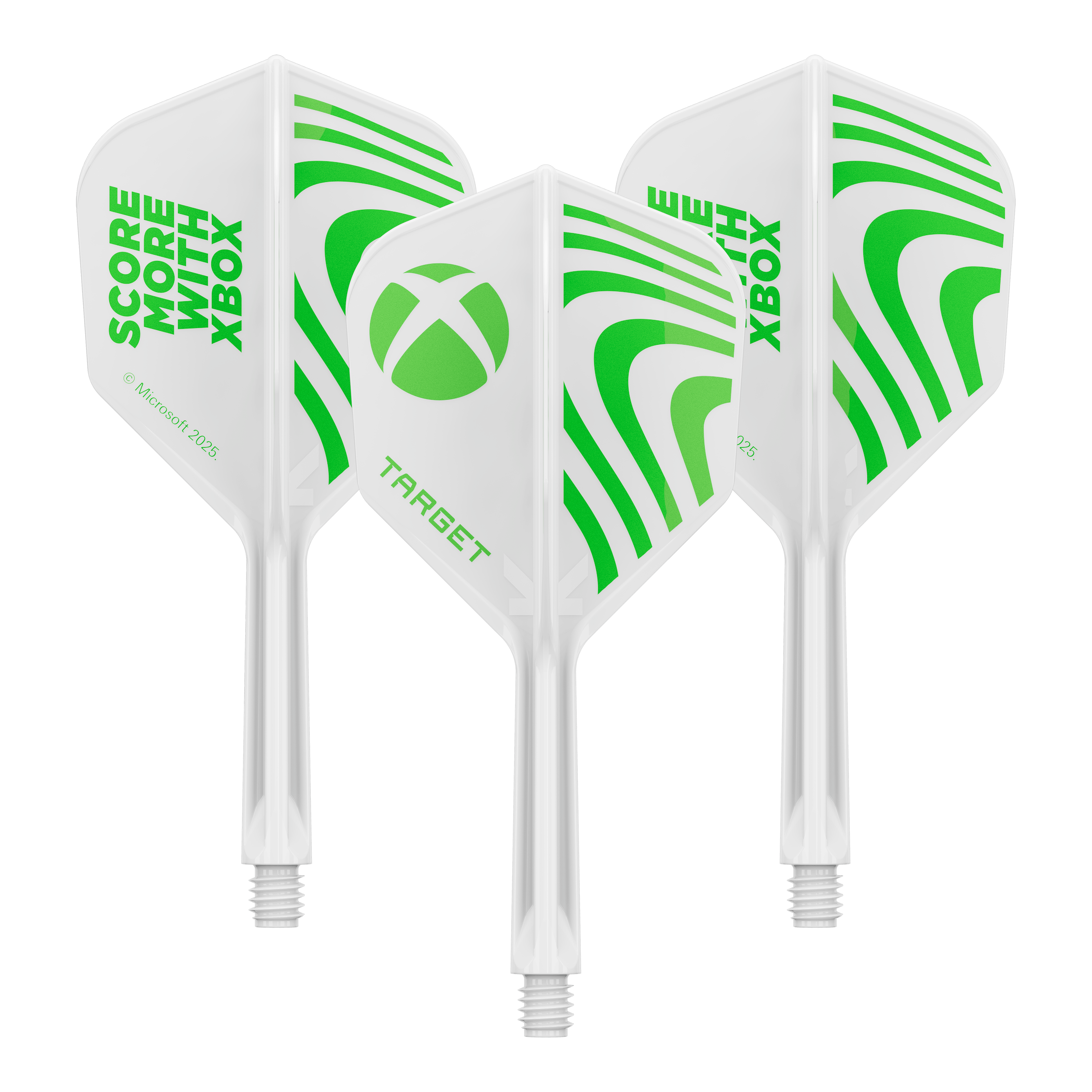Target Xbox K-Flex No6 Flights - White Dieses Bild zeigt vermutlich Target Xbox KFlex No6 Flights in der Größe 19mm, ein Set. Das Bild dient zur Veranschaulichung der Dart-Zubehörteile.