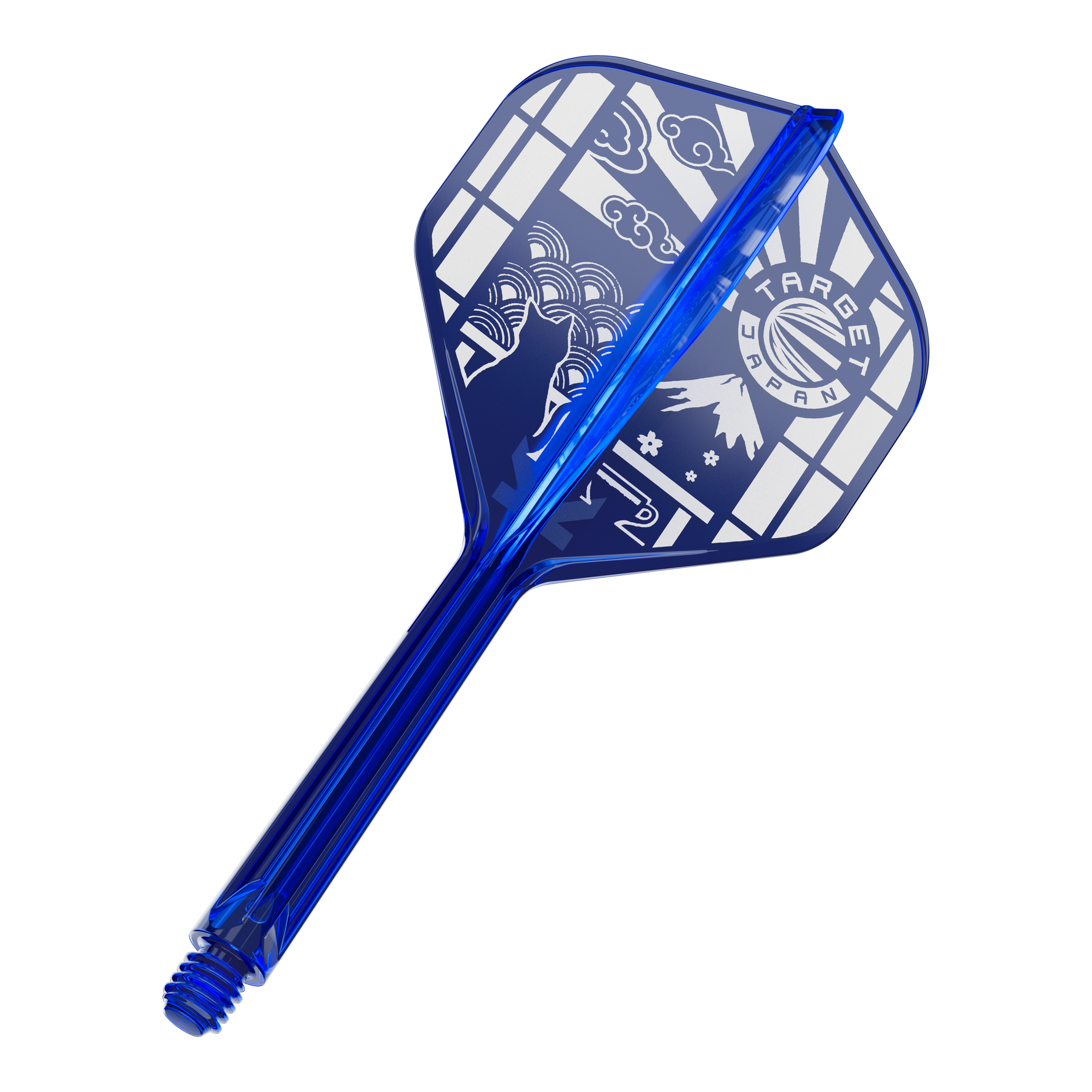 Hier ist ein Target Japan K-Flex Blue Limited No2 Flights 33mm zu sehen. Die Abbildung zeigt die blaue Variante dieses Dartflights.