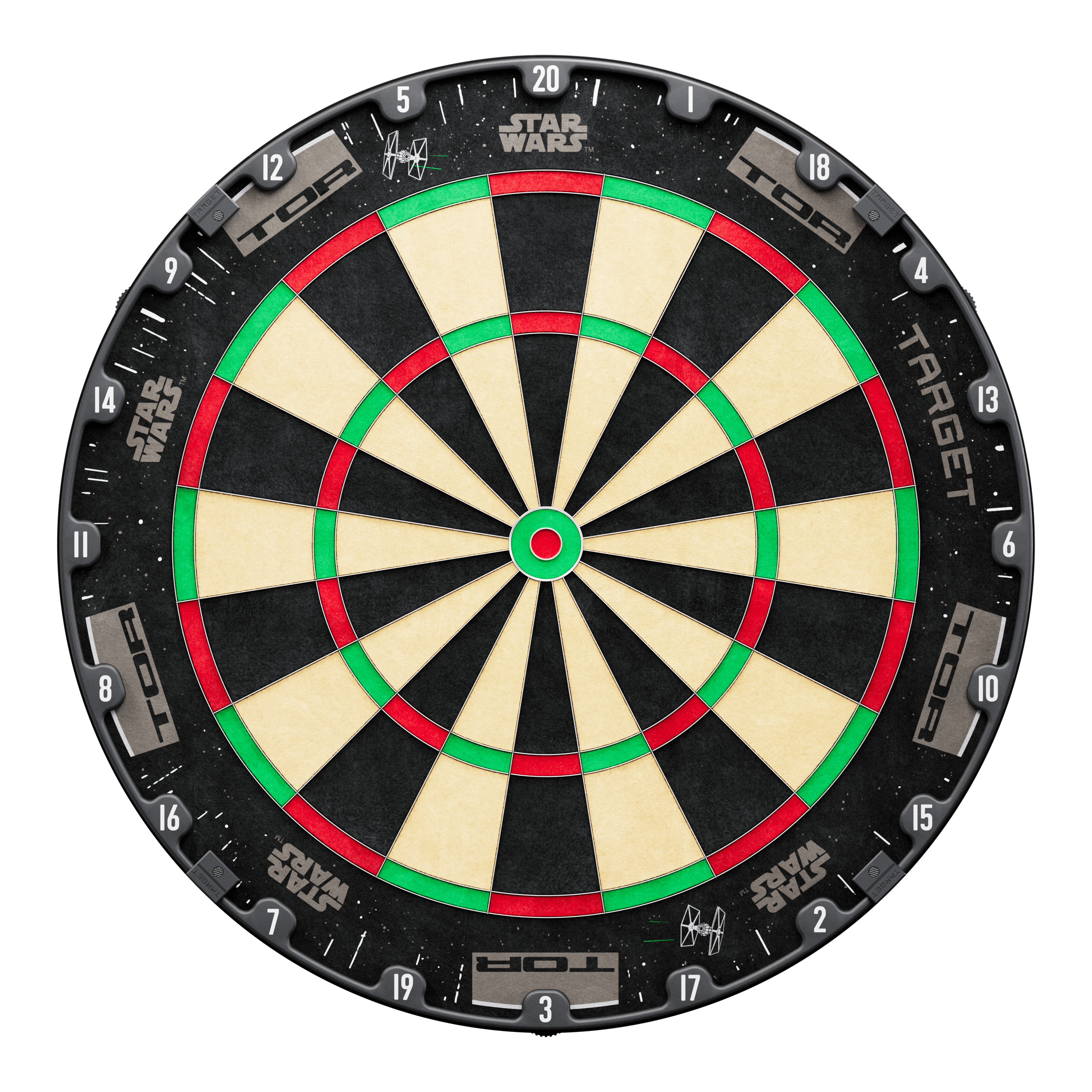 Target Star Wars Millennium Falcon TOR Dartboard Surround Bundle Hier sieht man das Target Star Wars Millennium Falcon Surround Board Bundle. Das Set kombiniert Star Wars Motiv mit praktischen Dart-Zubehör.