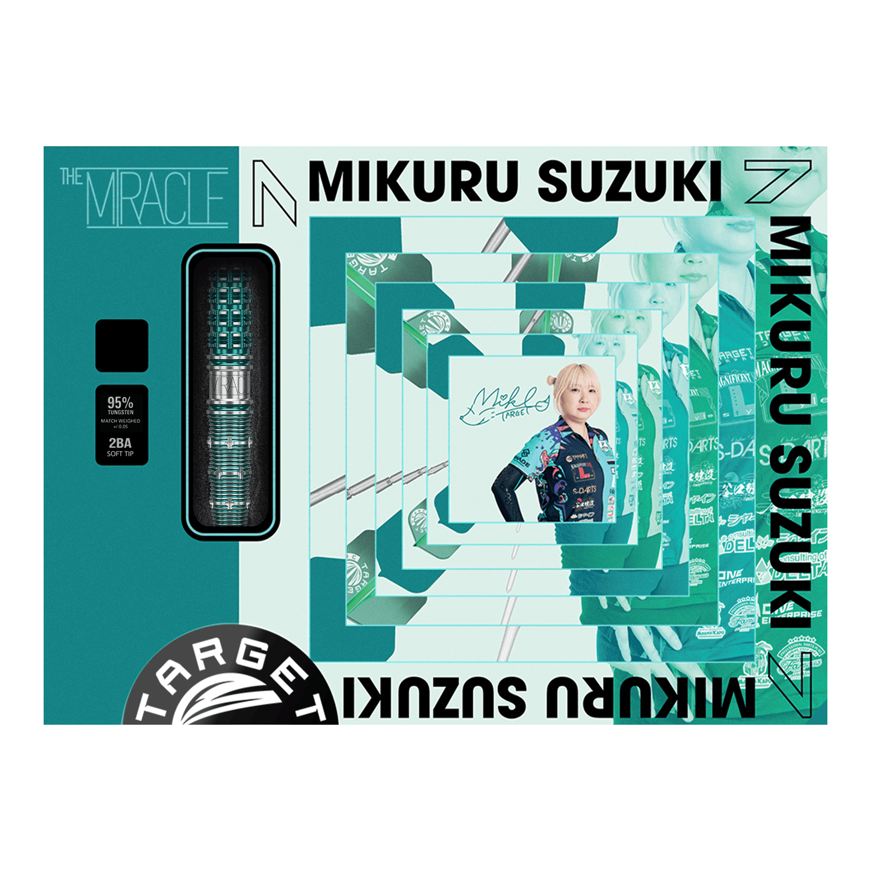 Target Japan Mikuru Suzuki The Miracle GEN7 Soft Darts - 21.5g Abgebildet sind die Target Japan Mikuru Suzuki The Miracle GEN7 Softdarts - 21,5g. Diese Dartpfeile wurden für Mikuru Suzuki entworfen.