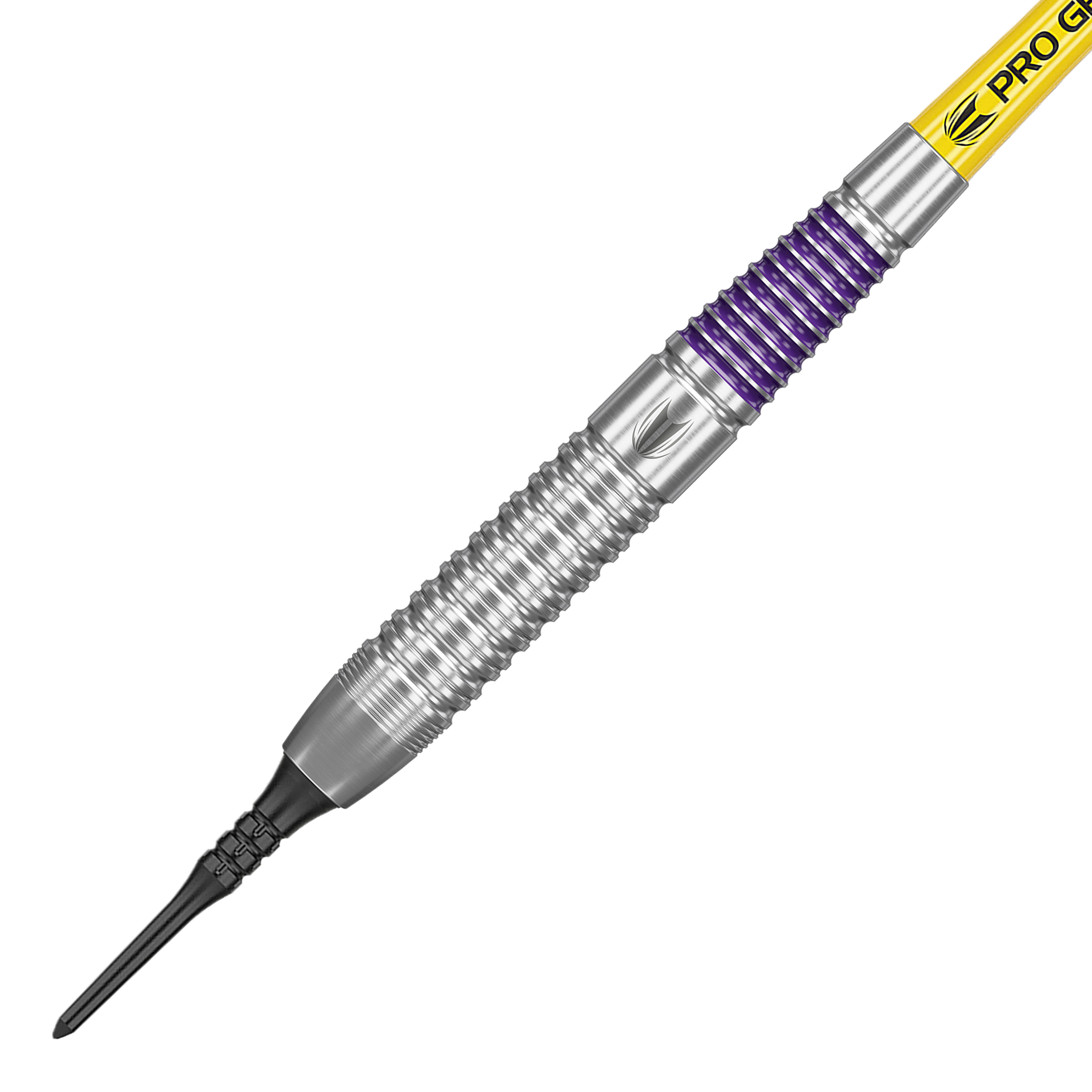 Zu sehen sind die Target Luke Littler Brass Softdarts - 19g. Diese Darts sind für Softdart-Spiele konzipiert.