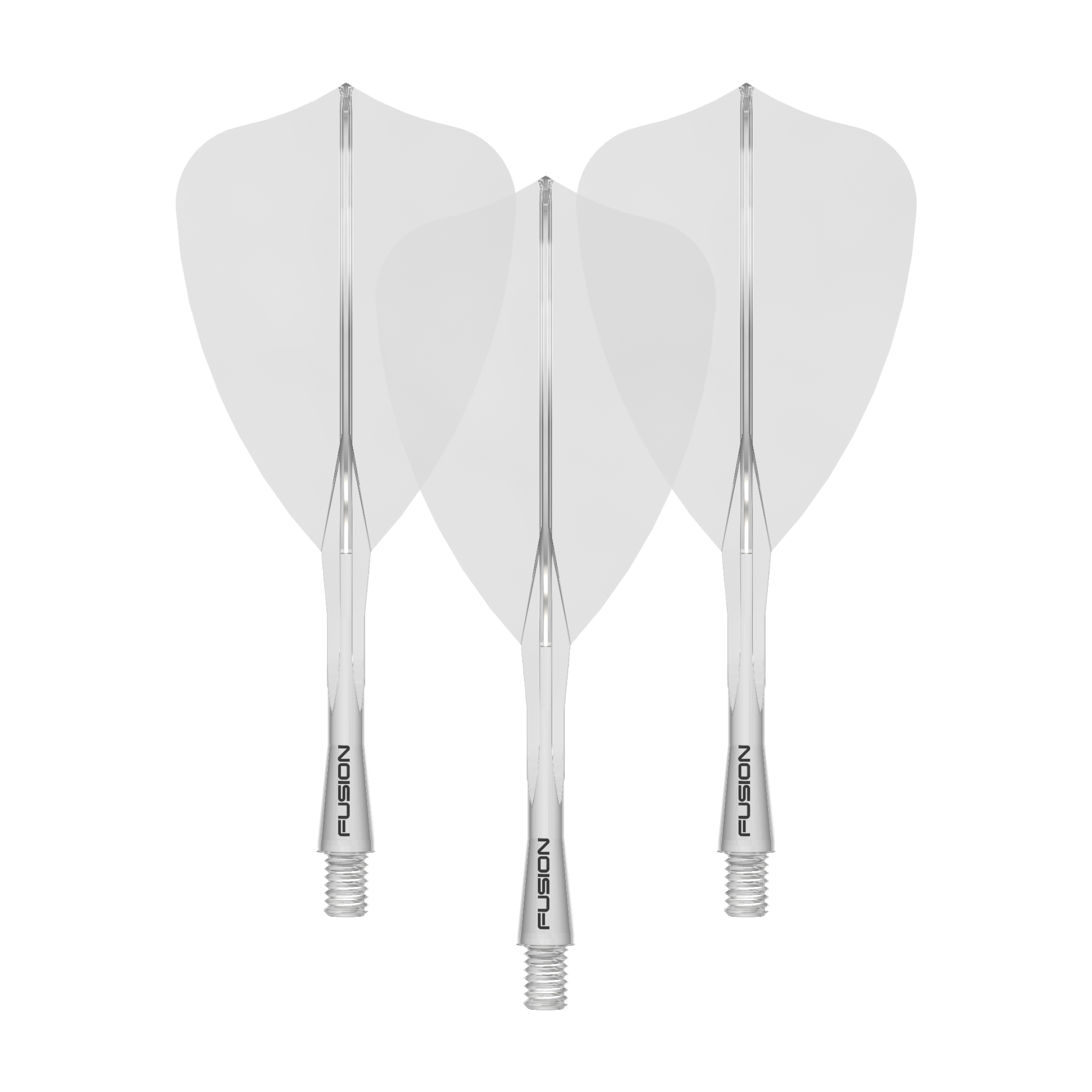 Winmau Fusion Flight Shaft System Arrow Clear Ein Bild zeigt einen Flight Shaft, vermutlich für Darts. Das Produkt wird durch den Dateinamen als 'Winmau Fusion Flight Shaft System Arrow Clear 28mm 1Set' beschrieben.