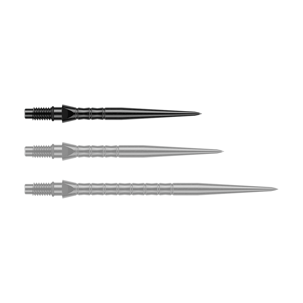 Winmau Switch Point Wave steel dart tips - black Zu sehen sind schwarze Steeldartspitzen mit einer Länge von 26 mm. Diese Spitzen eignen sich für das Dartspiel mit Steeldarts.