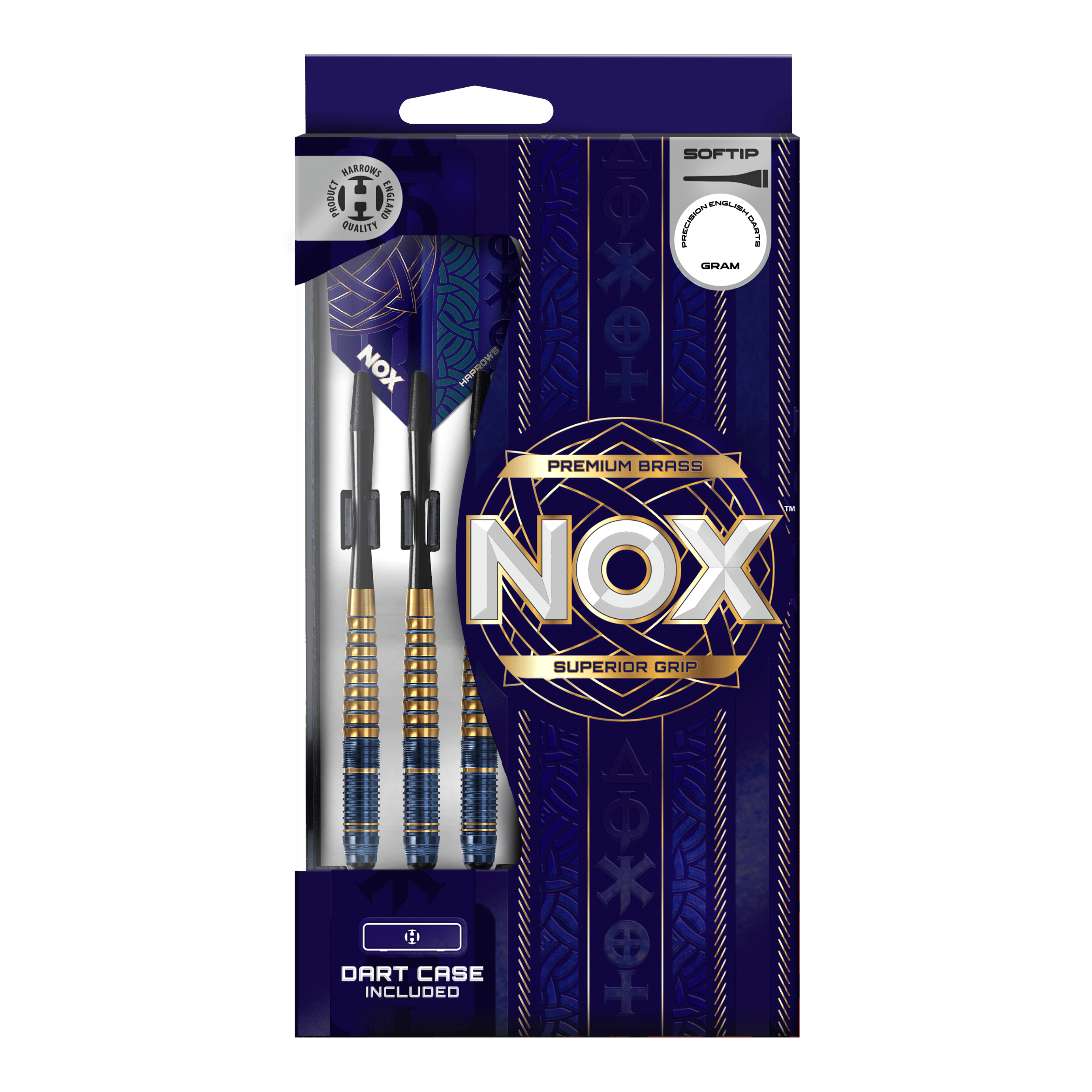 Harrows Nox Premium Brass Softdarts. Die Abbildung zeigt Premium Softdarts aus Messing von Harrows.