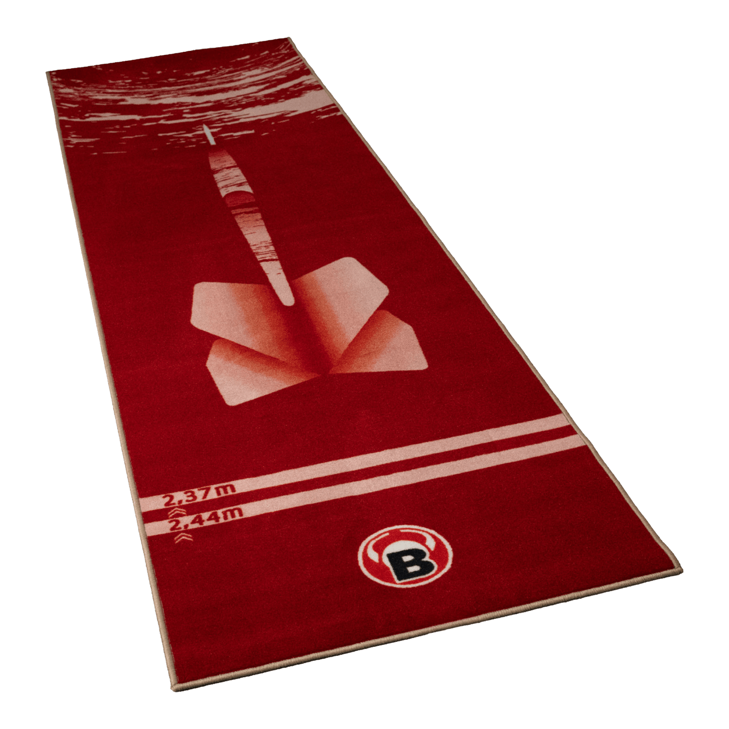 Beazd Carpet-Mat Carpet 180 - Red Abgebildet ist der Beazd Carpet-Mat Teppich 180 in Rot. Er dient als Schutzmatte für den Wurfbereich beim Dart.