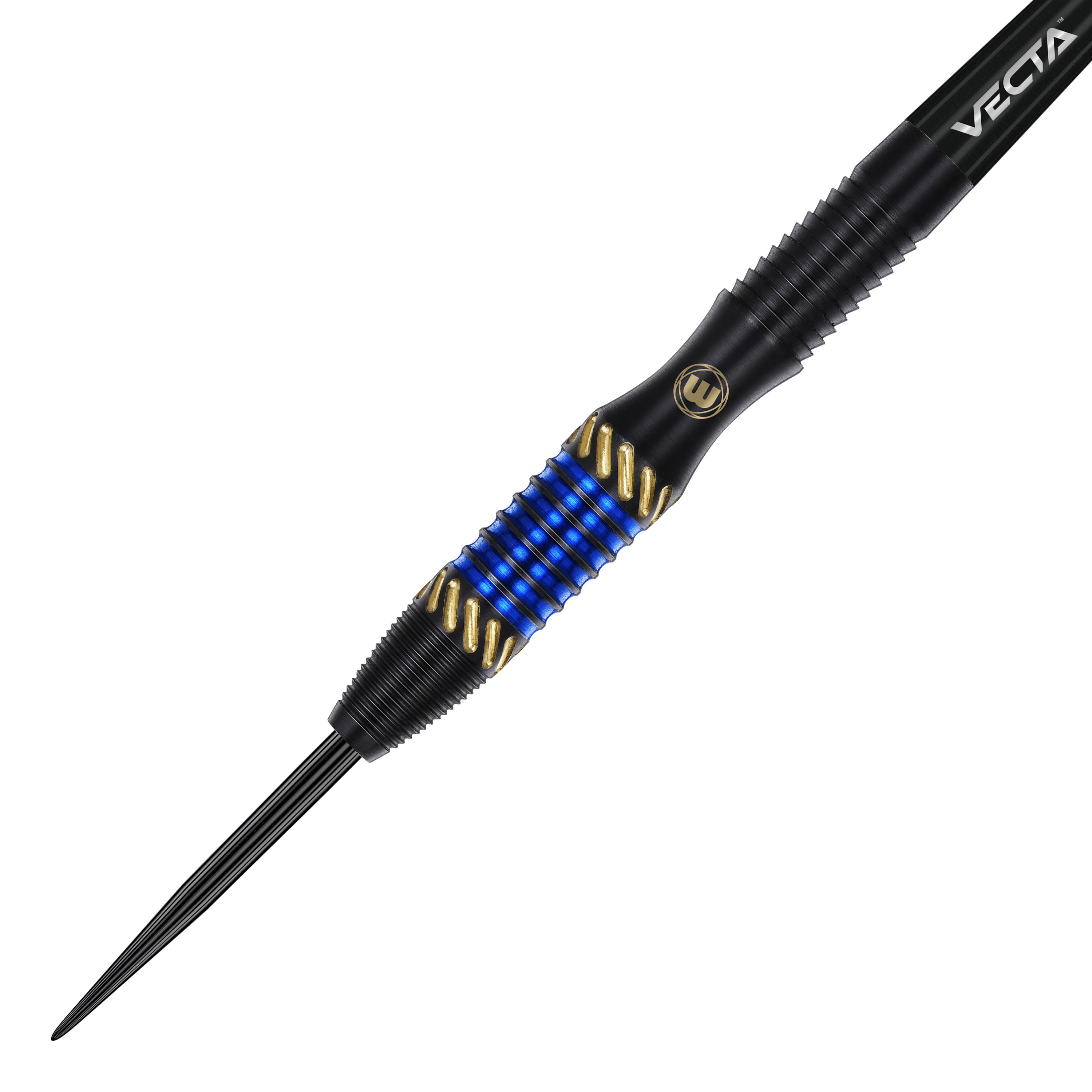 Winmau Rashad Sweeting Steeldarts - 24g Der Winmau Rashad Sweeting Steeldart - 24g ist ein eleganter Dartpfeil in Schwarz mit goldenen und blauen Akzenten. Er verfügt über eine strukturierte Griffzone und ein modernes Design.