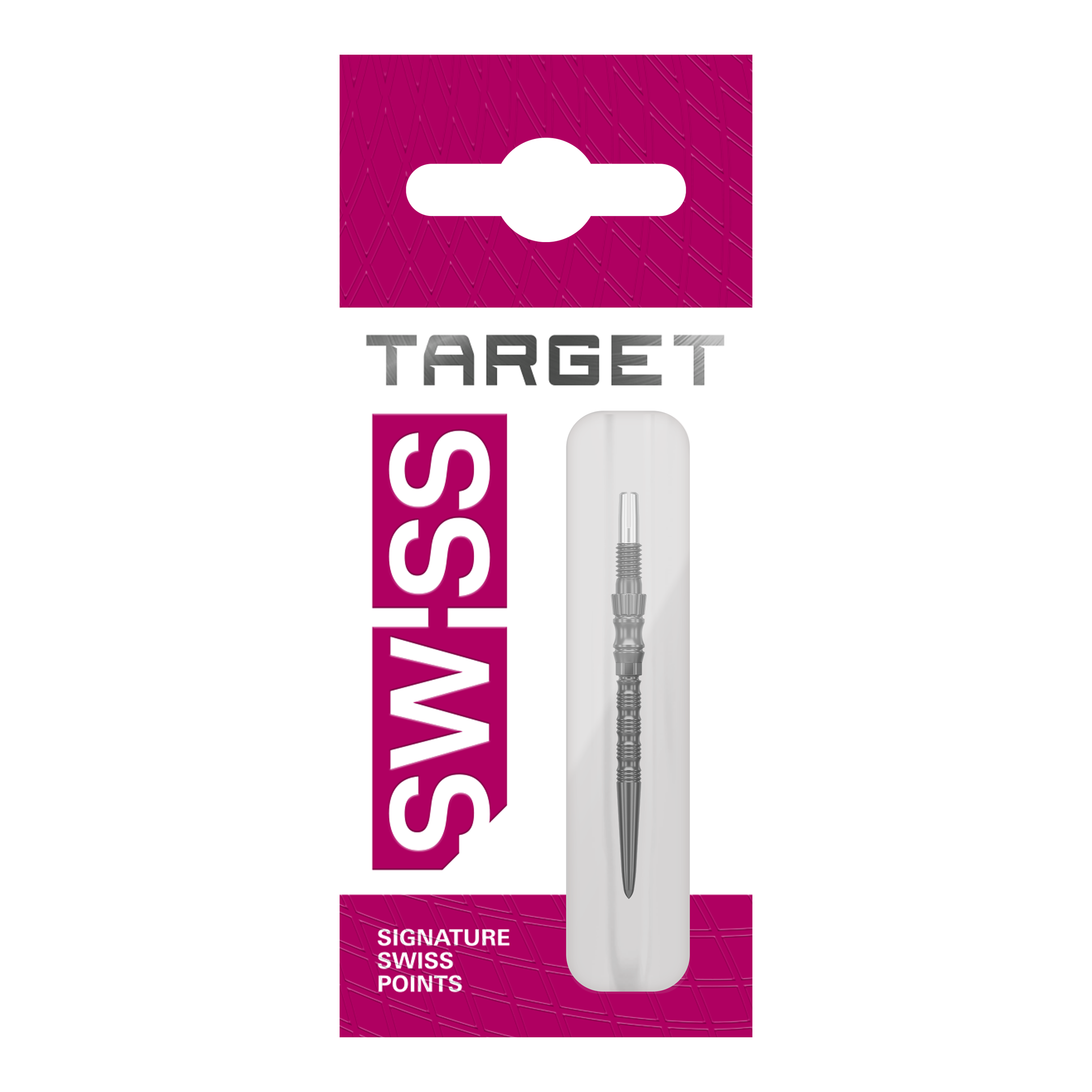 Target Signature Swiss Point TRB Steel Dart Tips - Black Abgebildet sind schwarze Dartspitzen mit einer Länge von 30mm. Das Foto zeigt vermutlich drei einzelne Spitzen als Dart Zubehör.