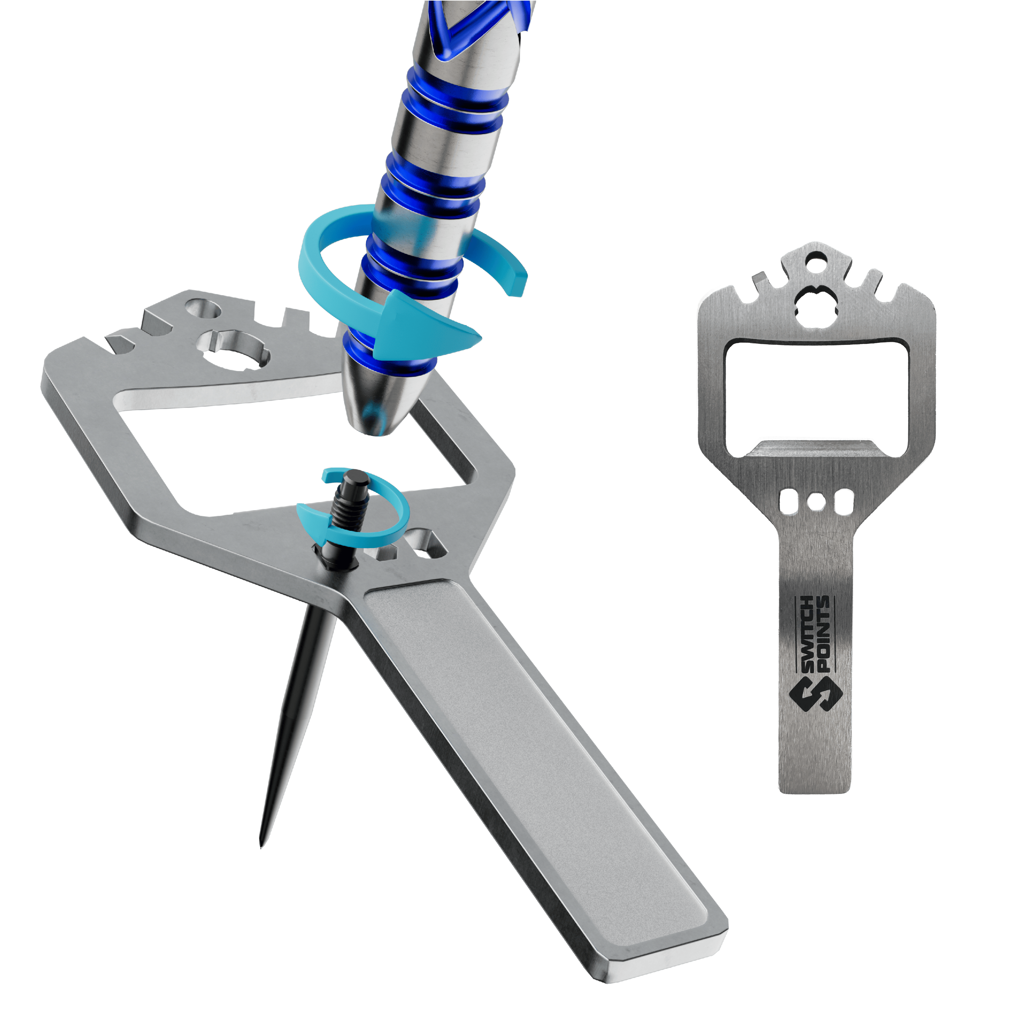 Auf dem Bild sind die Red Dragon Gerwyn Price Blue Original Switch Point Steeldarts zu sehen. Diese Darts sind ideal für Turnierspieler konzipiert.