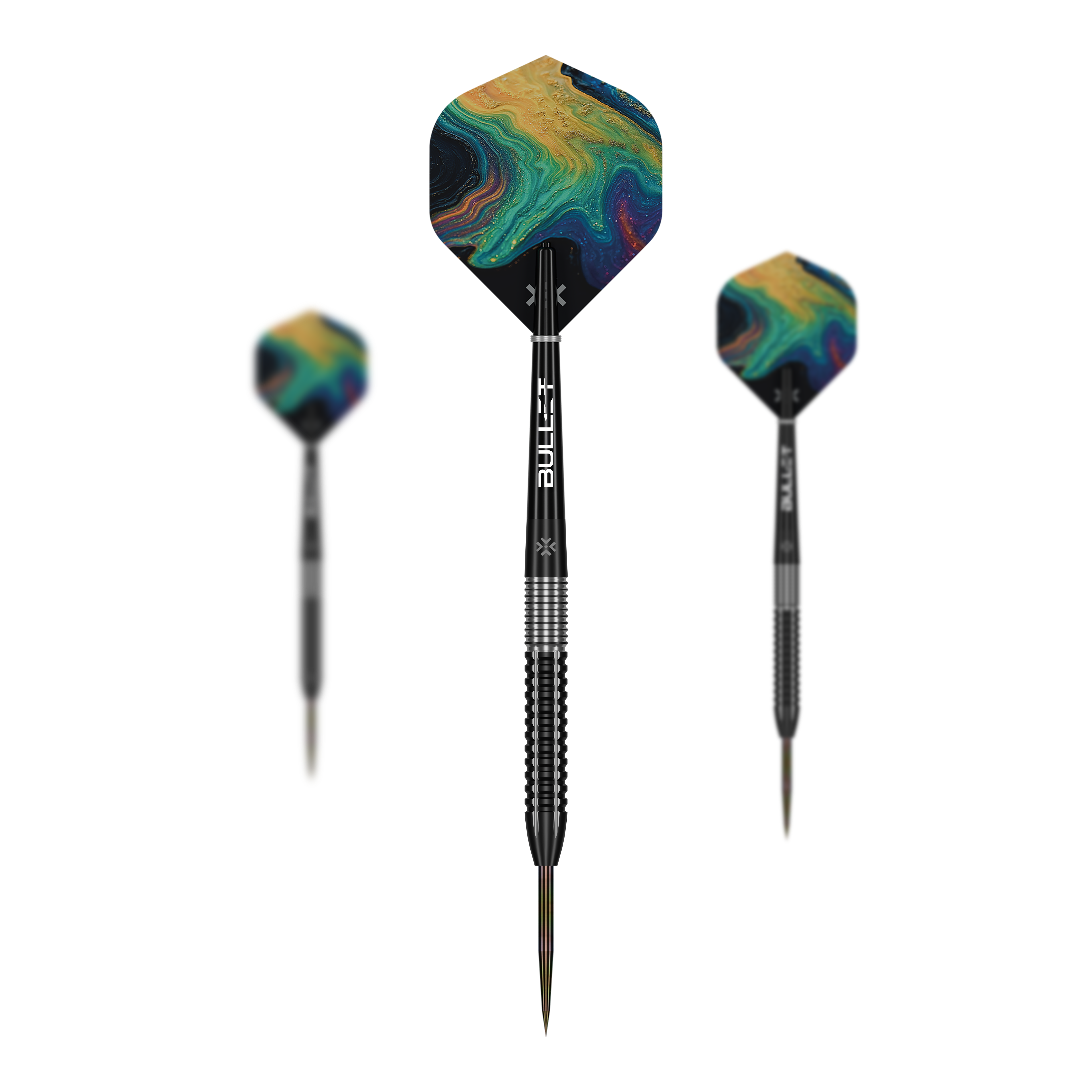 Bullet Diesel steel darts Die Bullet Diesel Steeldarts sind als Set abgebildet. Das Produkt richtet sich an Dartspieler aller Erfahrungsstufen.